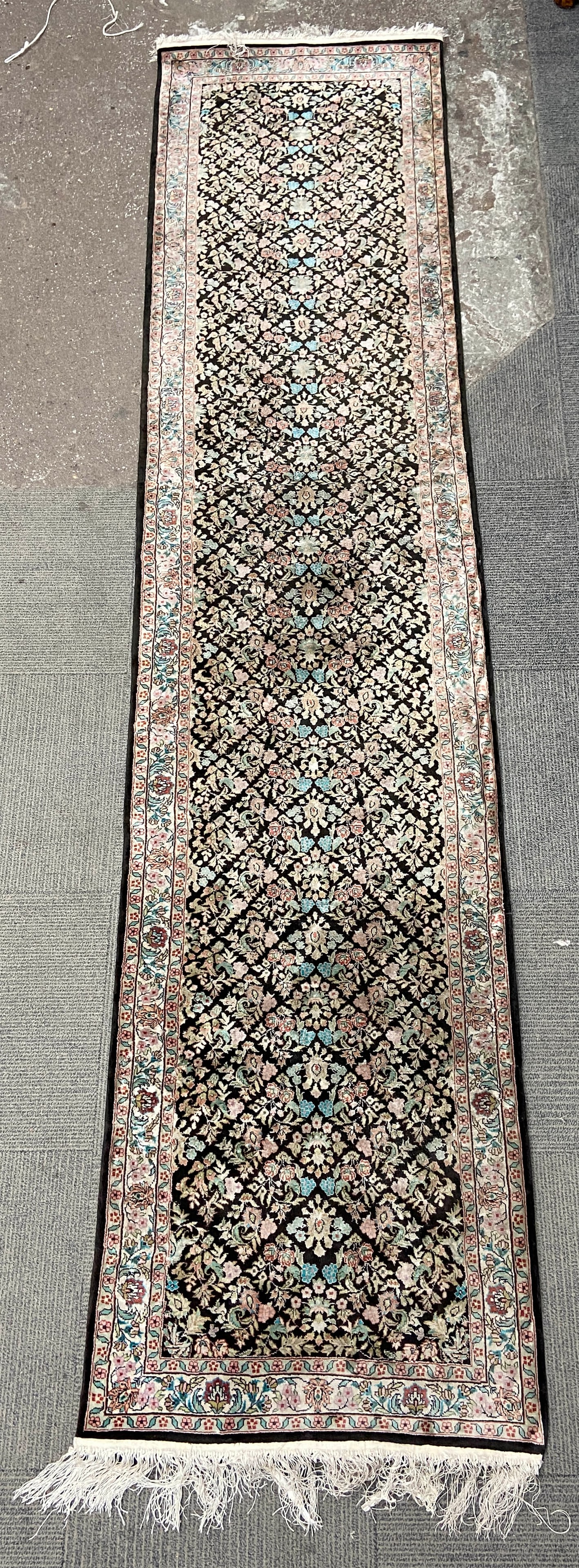 2' 4" x 10' 3" Persian Black Runner Rug. (1 of 5)