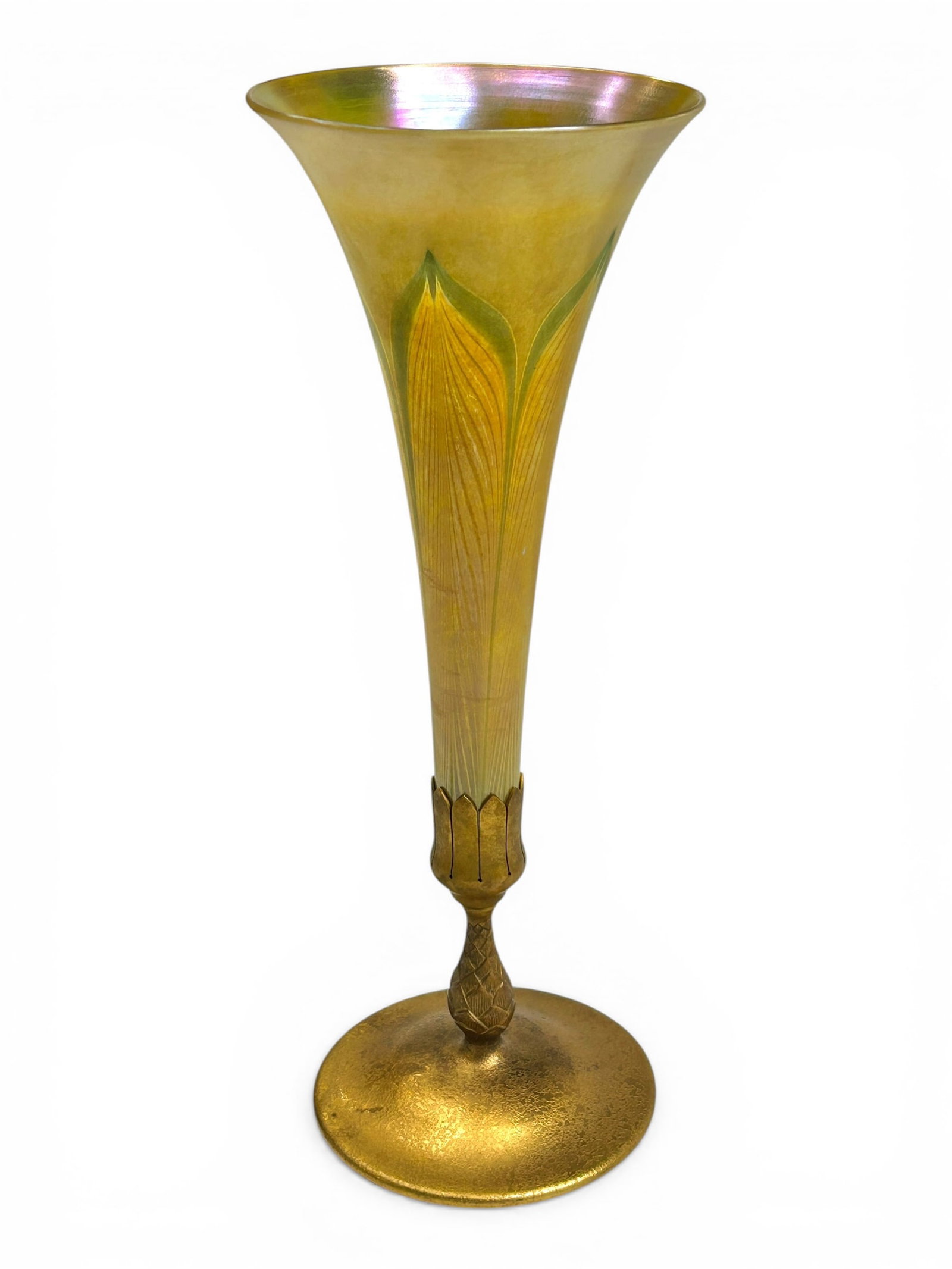 Tiffany Studios Pulled Feather Trumpet Vase w/Base (1 of 17)