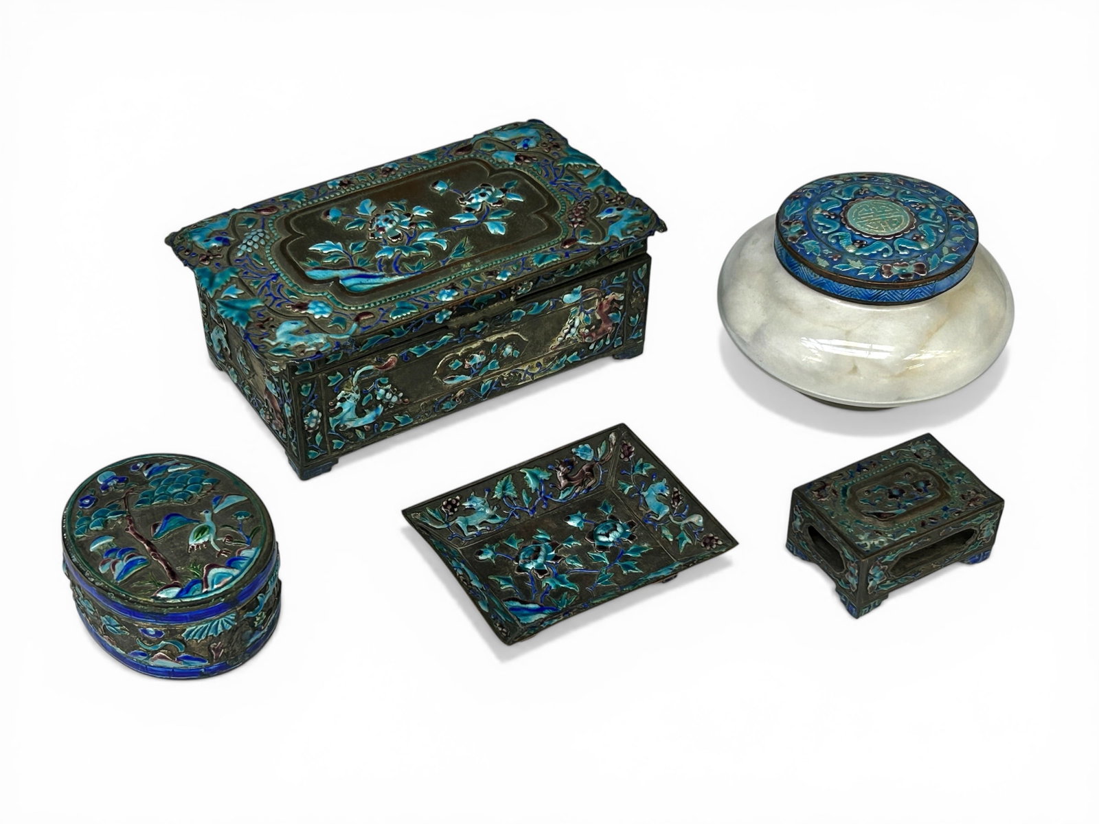 Collection of Old Chinese Enamel on Metal Boxes. (1 of 20)