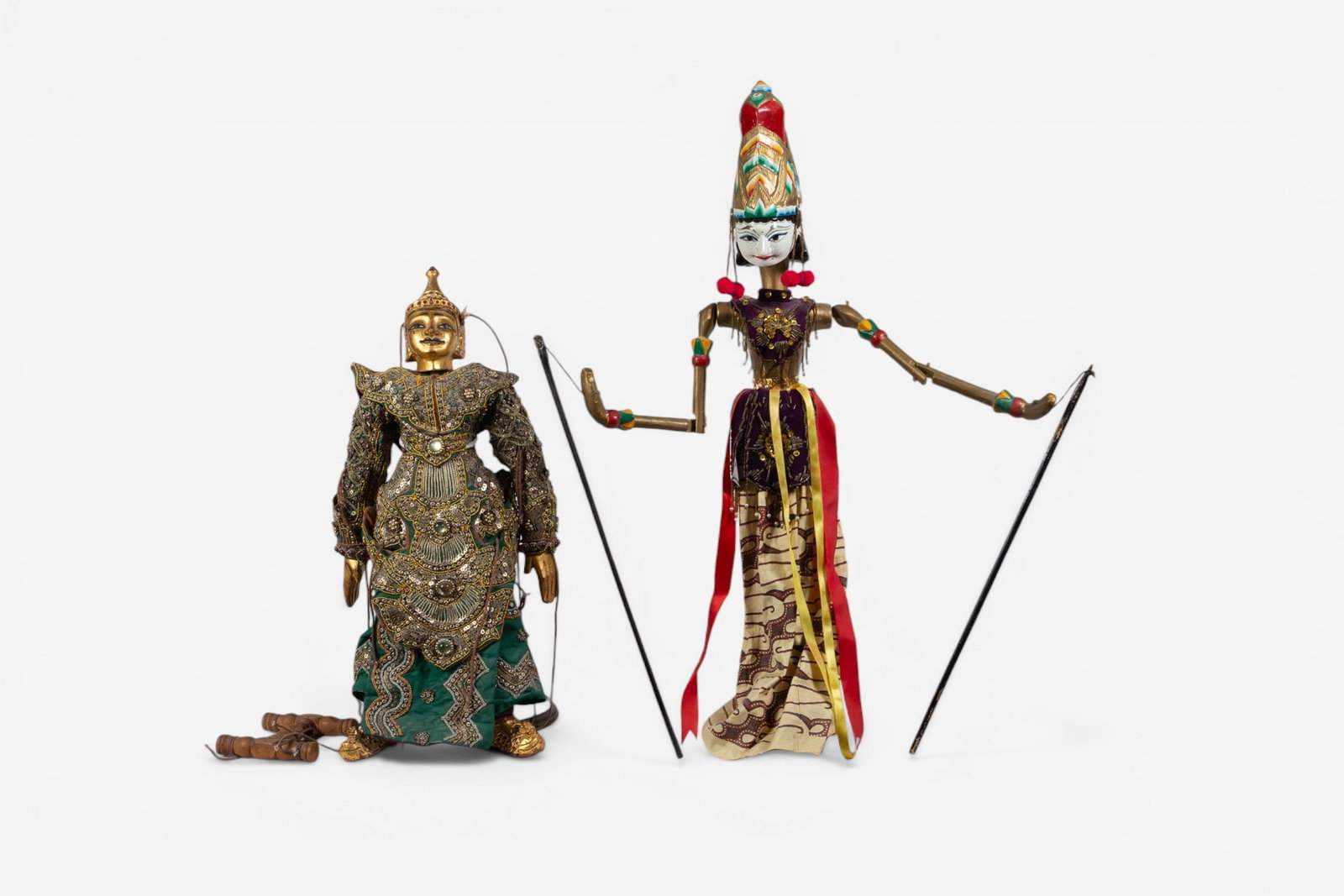 Pair of Male & Female Southeast Asian Puppets. (1 of 9)