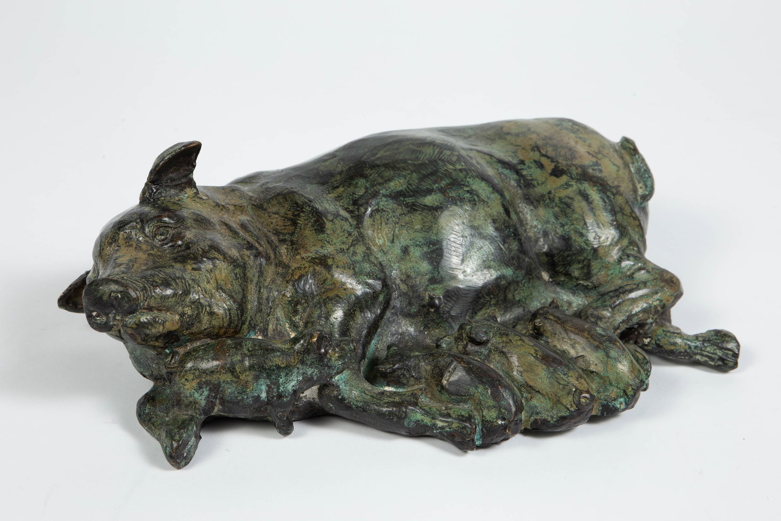 Maitland-Smith Bronze Sculpture of Sow & Piglets. (1 of 6)