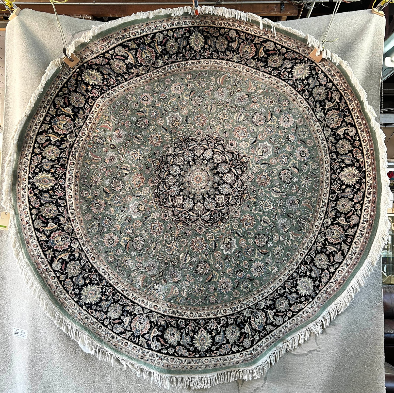 8' x 8' Fine Round Tabriz Rug.: The rug looks to be in good overall condition. In-house shipping is available for this rug. Please see our website regarding our in-house shipping procedures.