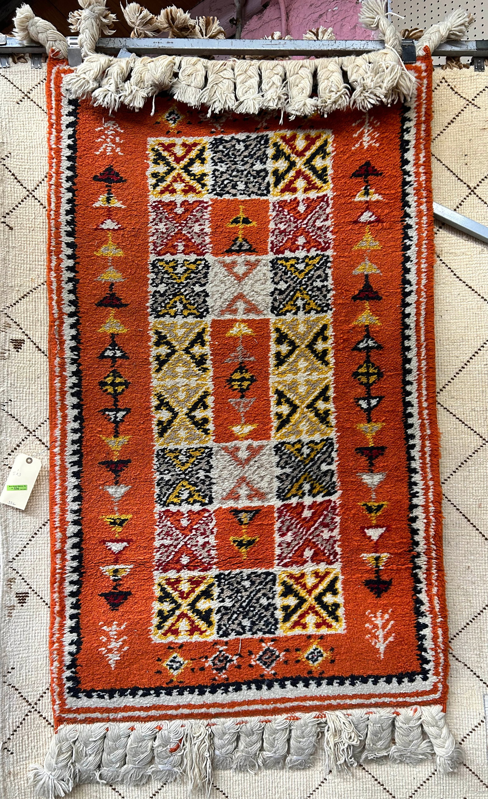 3' x 5' 1" Moroccan Rug.: The rug could use a cleaning. Otherwise, it is in good overall condition. In-house shipping is available for this rug. Please see our website regarding our in-house shipping procedures.
