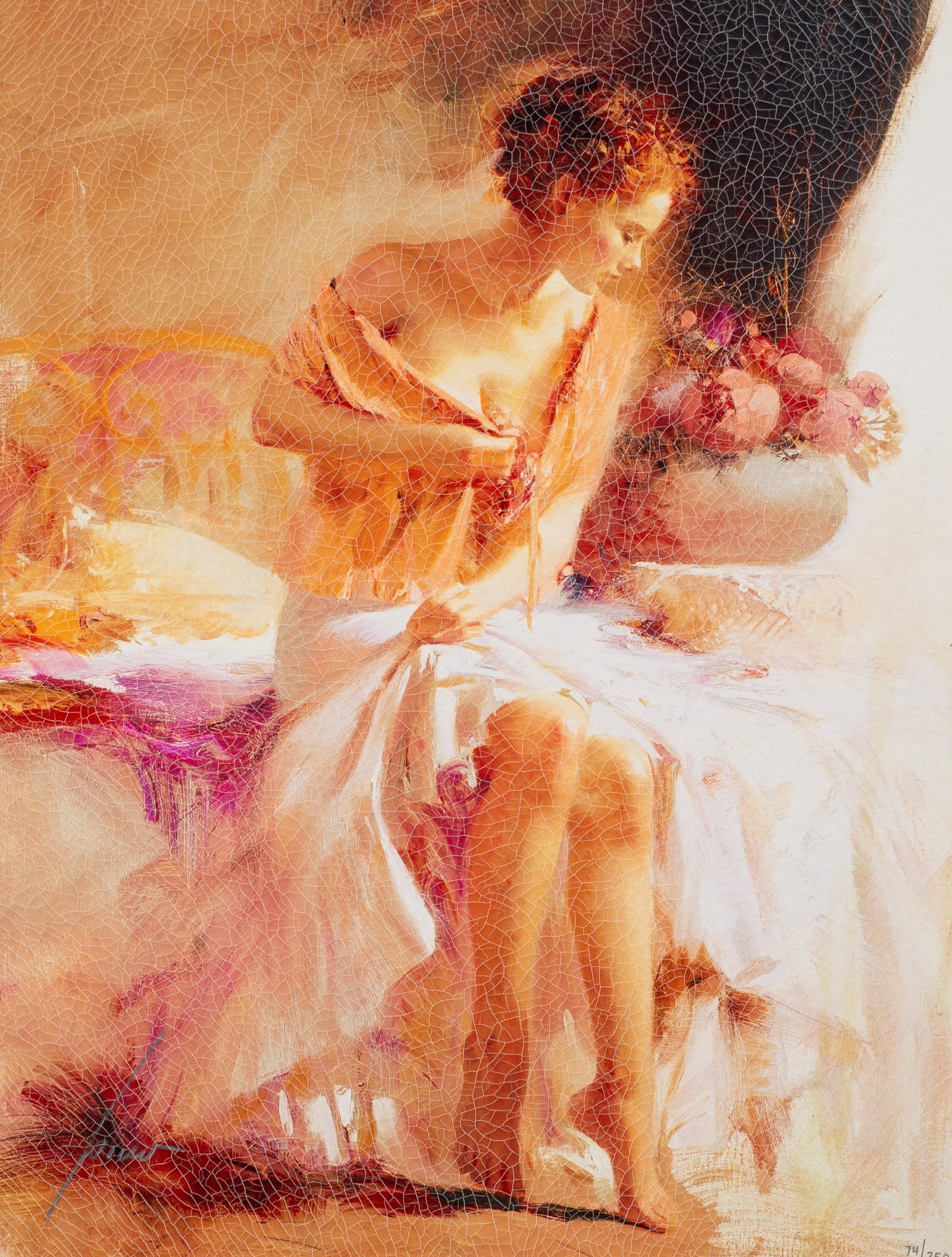 Spring Flower, Giclee by Giuseppe Pino.: Artist(s): Giuseppe Pino (Italian, 1939-2010). Medium: Giclee on canvas. Signature(s): Signed in marker and numbered (74/250) in its lower margin. Paperwork/Provenance: N/A Condition: Intentional