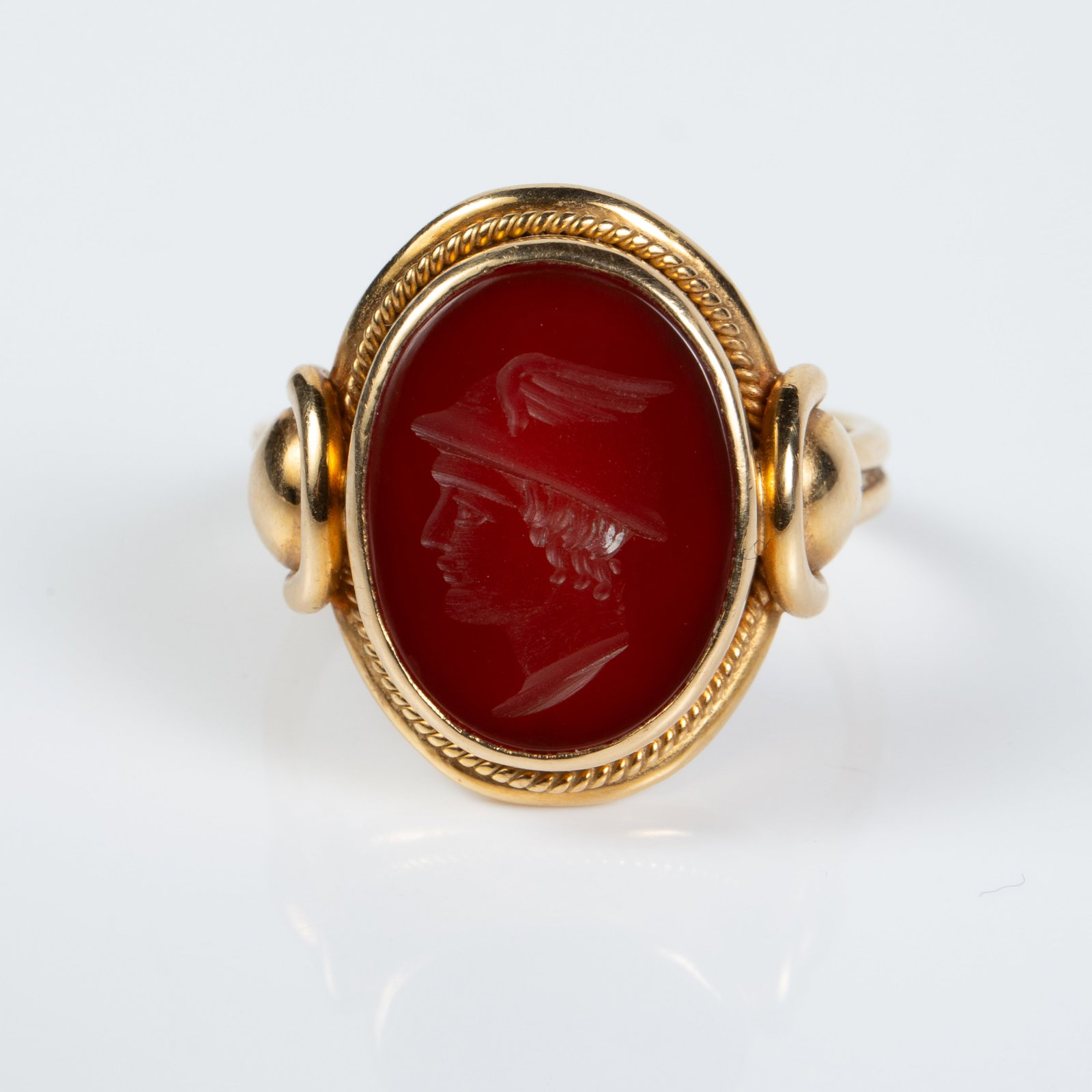 18K Yellow Gold Carnelian Intaglio Ring. (1 of 3)