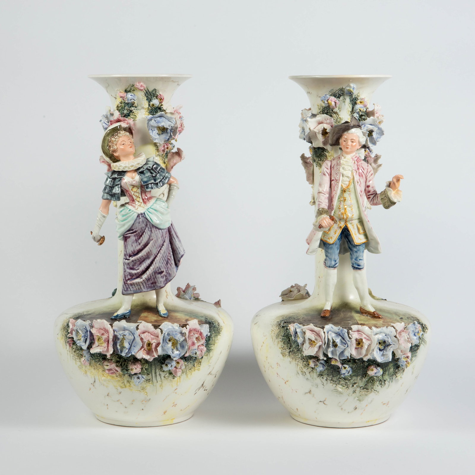 Pair of Antique European Figural Vases - 18". (1 of 13)