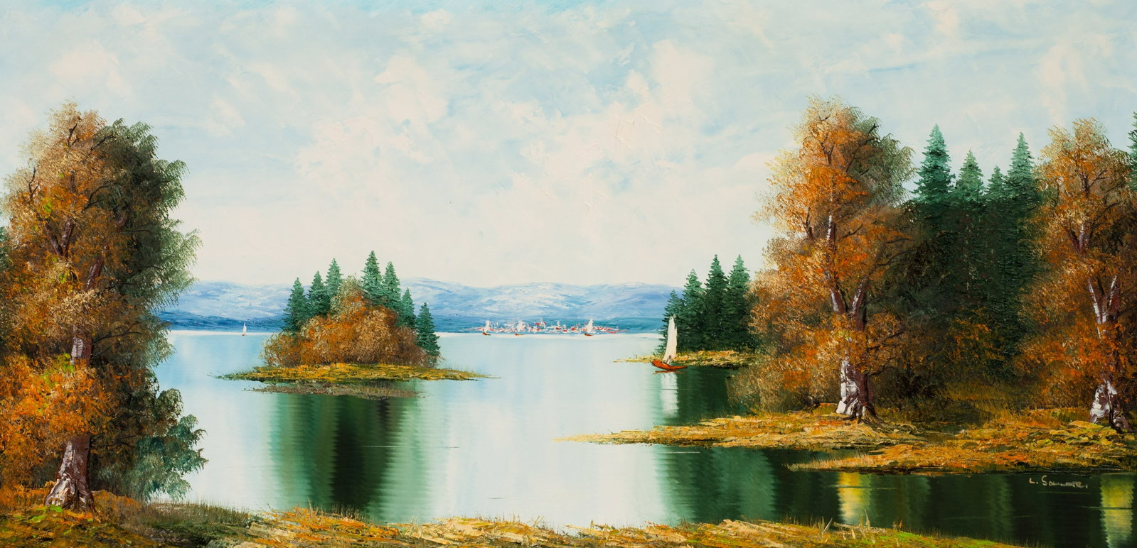 Large Landscape Painting by Ludwig Sohler. (1 of 5)