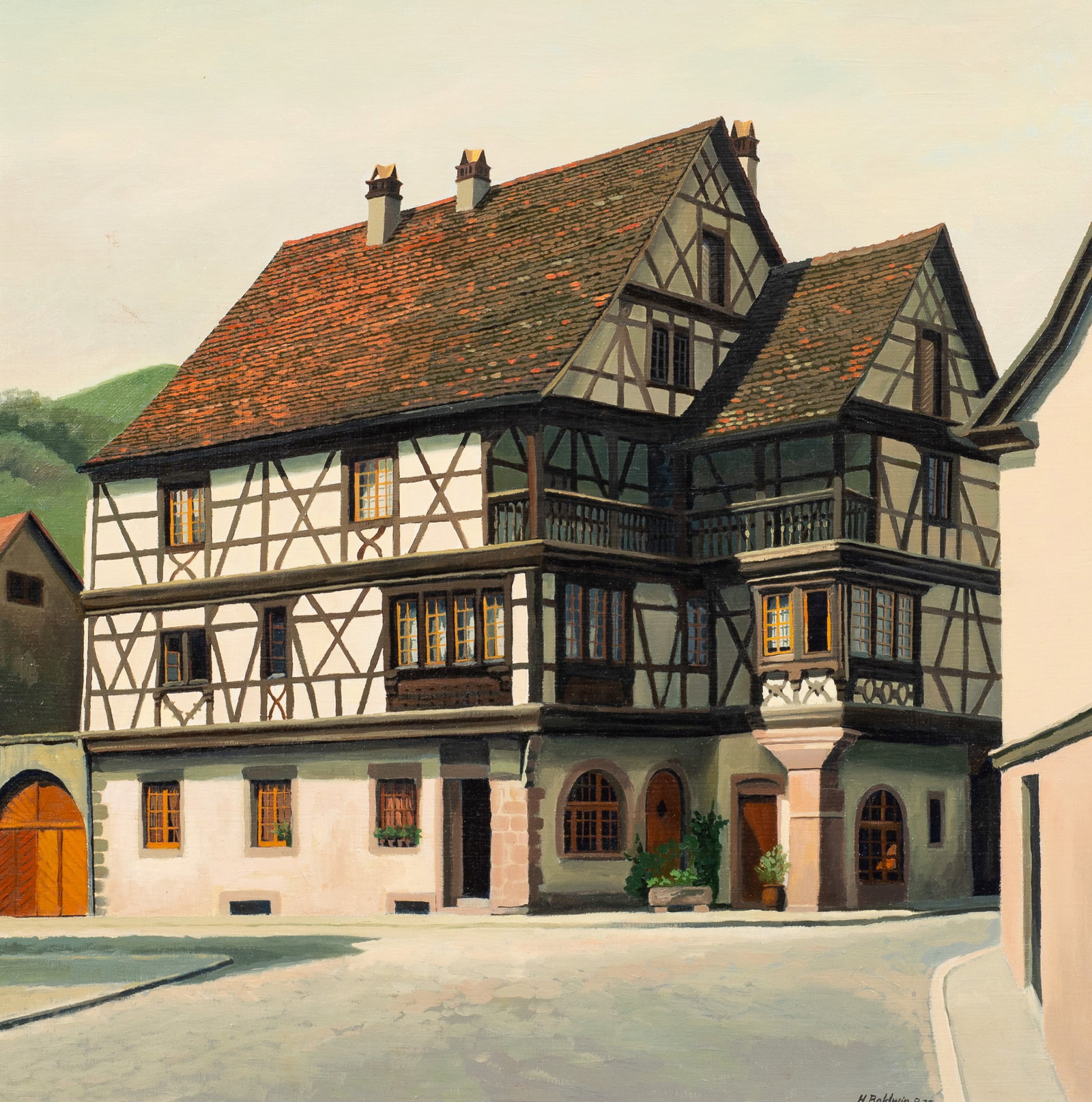 French Street Scene, Painting by Huntley Baldwin. (1 of 5)