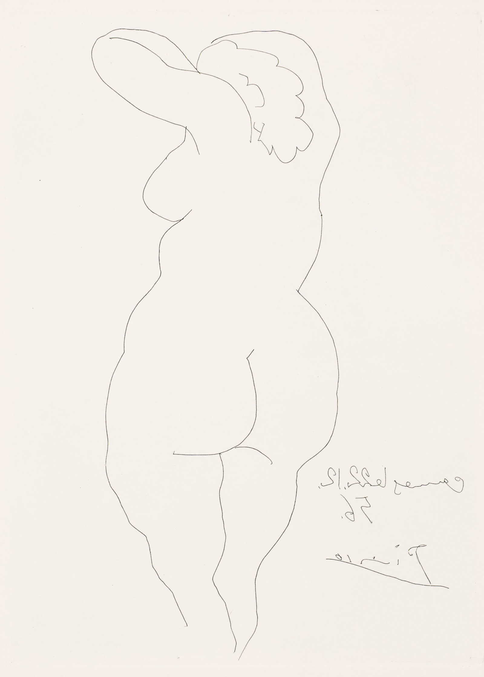 Nu de Dos, Nude Etching After Pablo Picasso: Artist(s): After Pablo Picasso (Spanish, 1881-1973). Medium: Etching on paper. Signature(s): In-print, lower right. Paperwork/Provenance: Attached en verso is a authentication tag from The Collector's