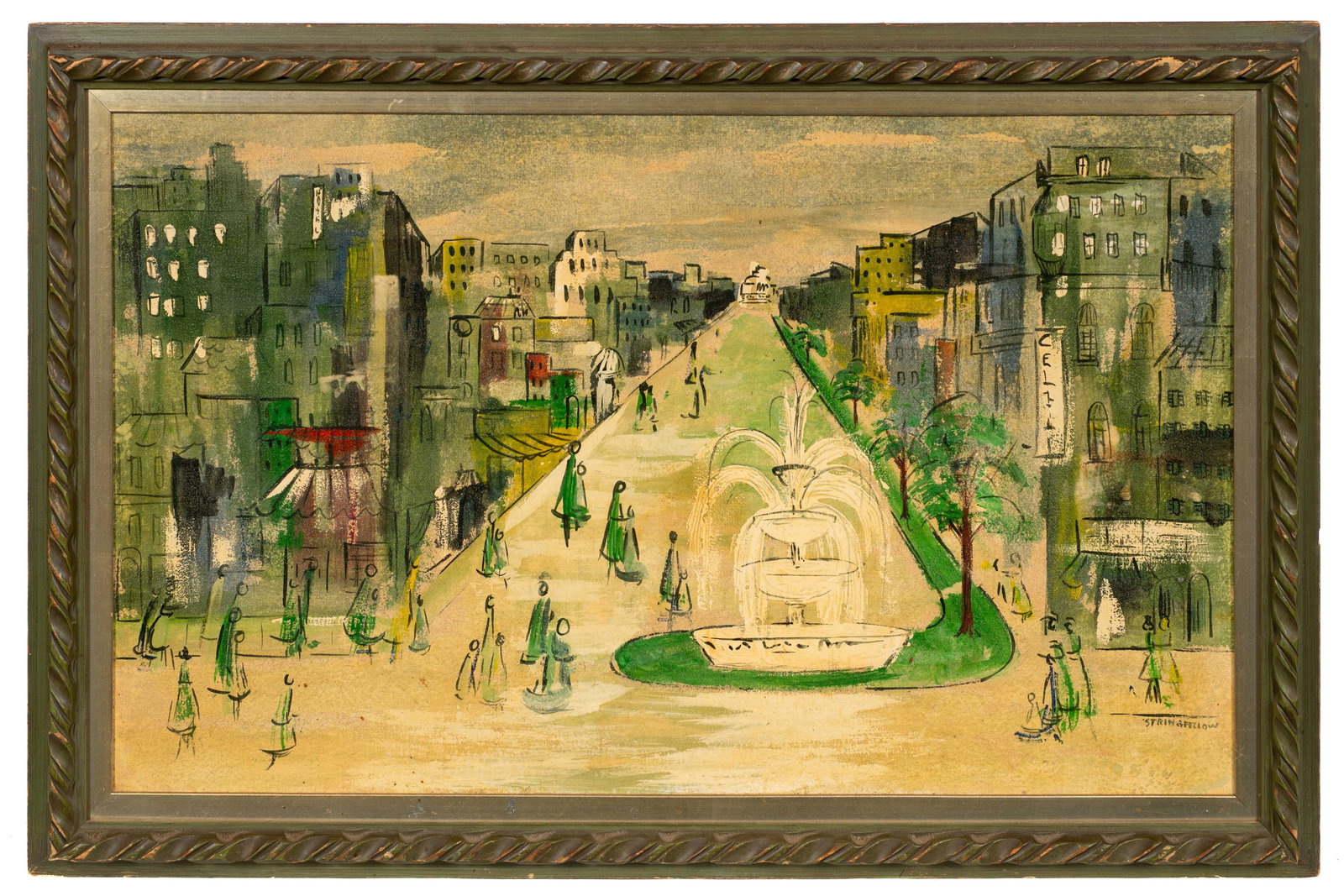 Large Abstract Street Scene Sgd. Stringfellow. - 2