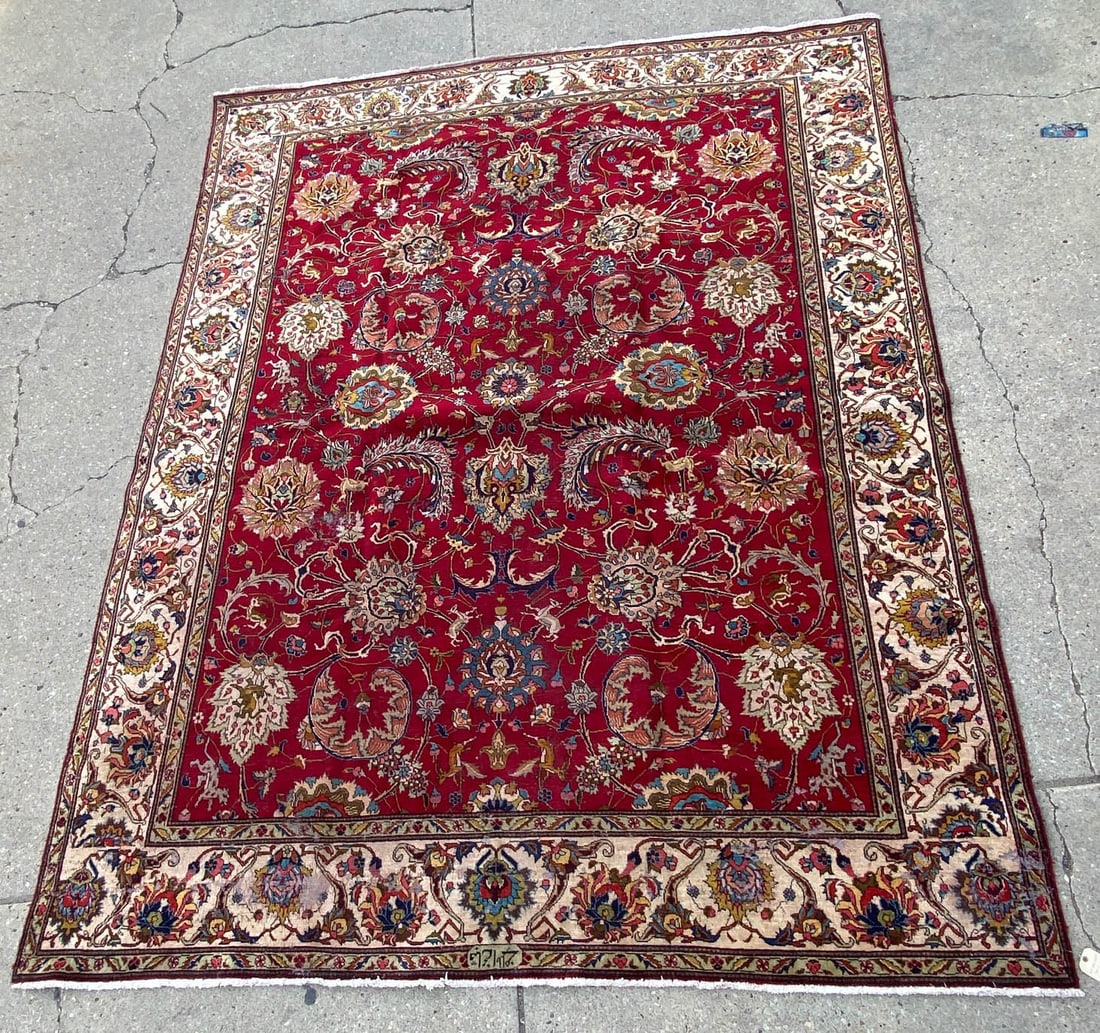 9' 7" x 12' 5" All-Over Tabriz Rug, As Is. (1 of 7)