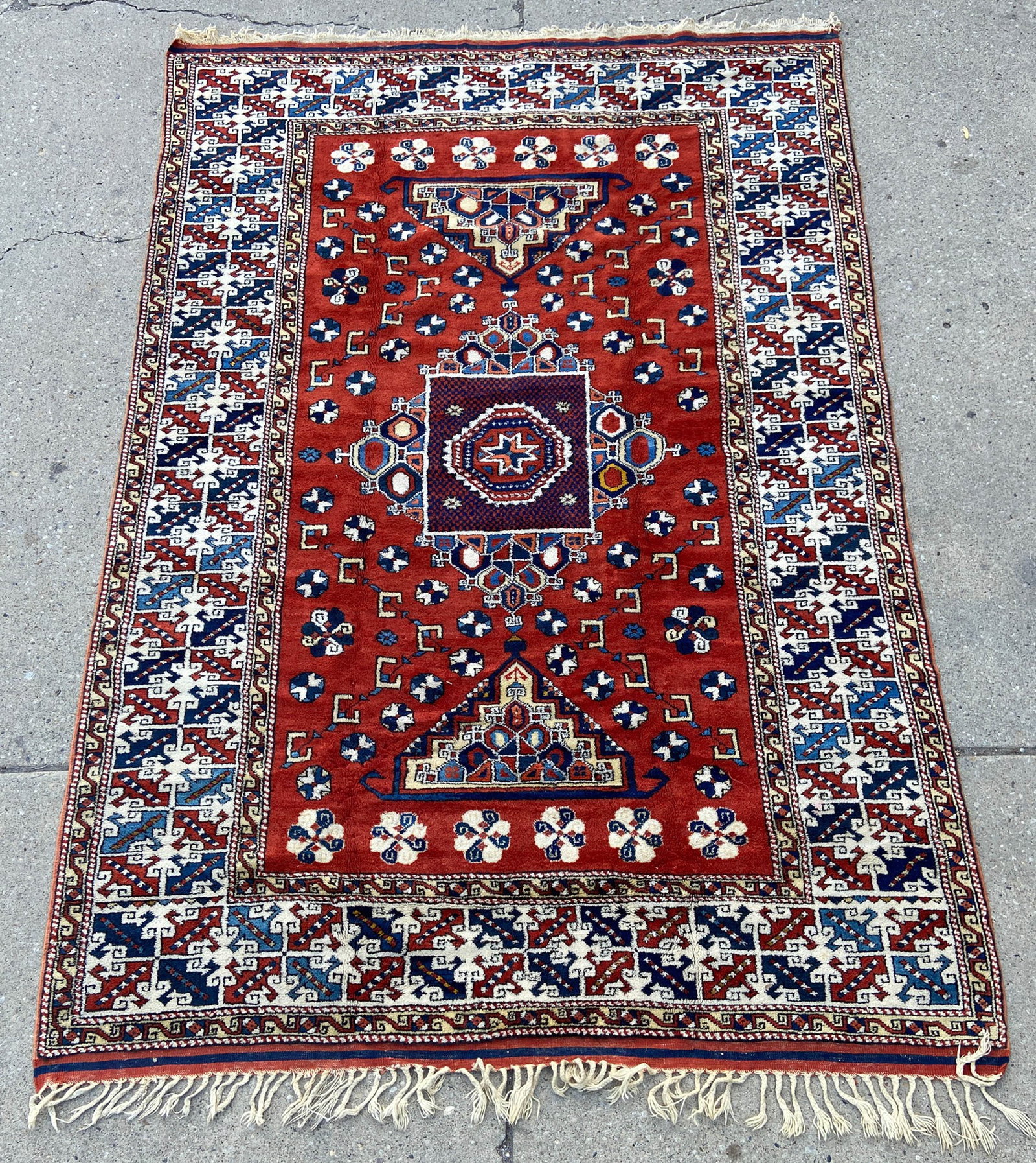 6' 8" x 9' 8" Mid-Century Caucasian Style Rug. (1 of 6)