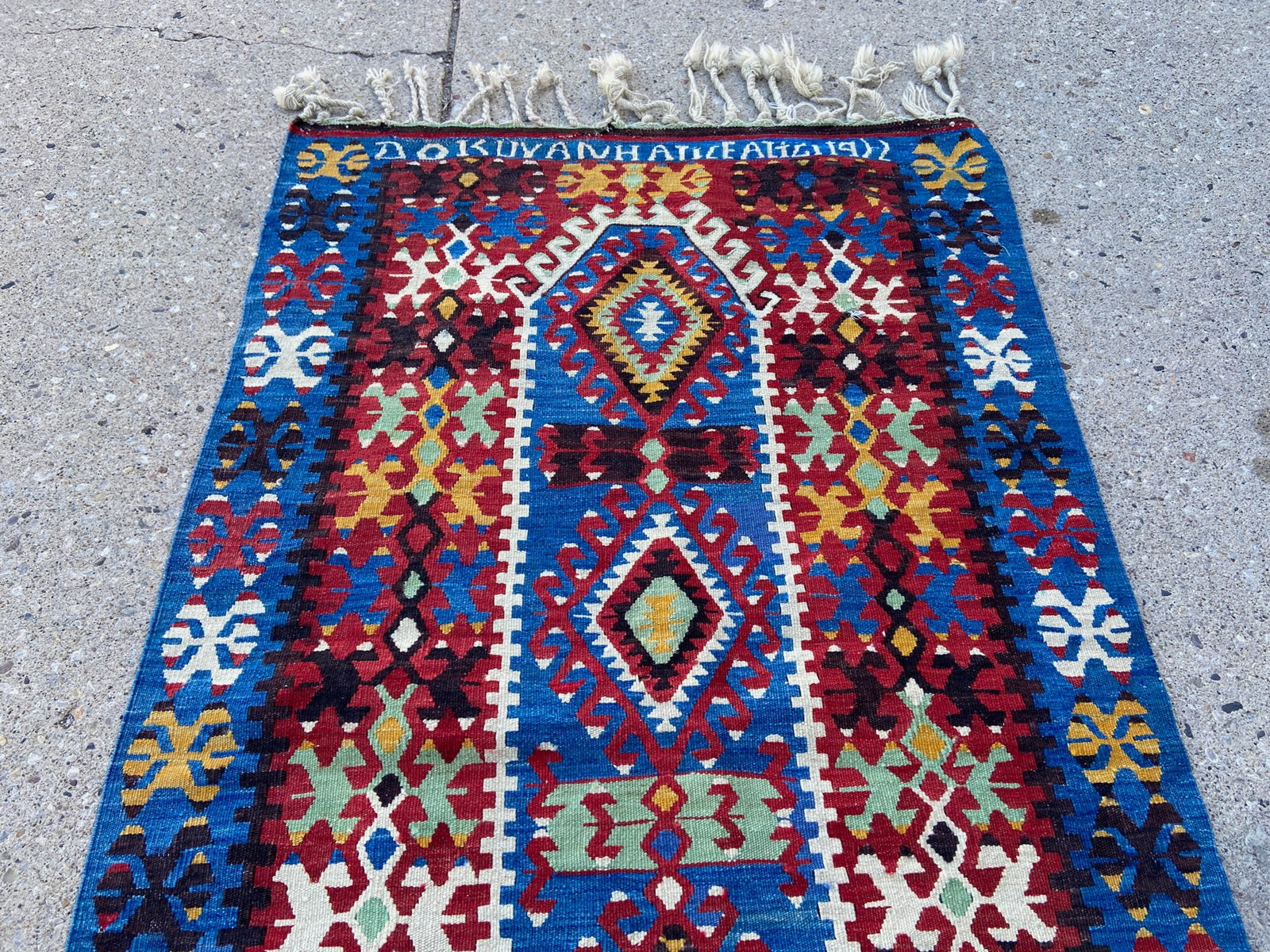 2' 10" x 4' 8" Blue Turkish Kelim Rug. (1 of 5)