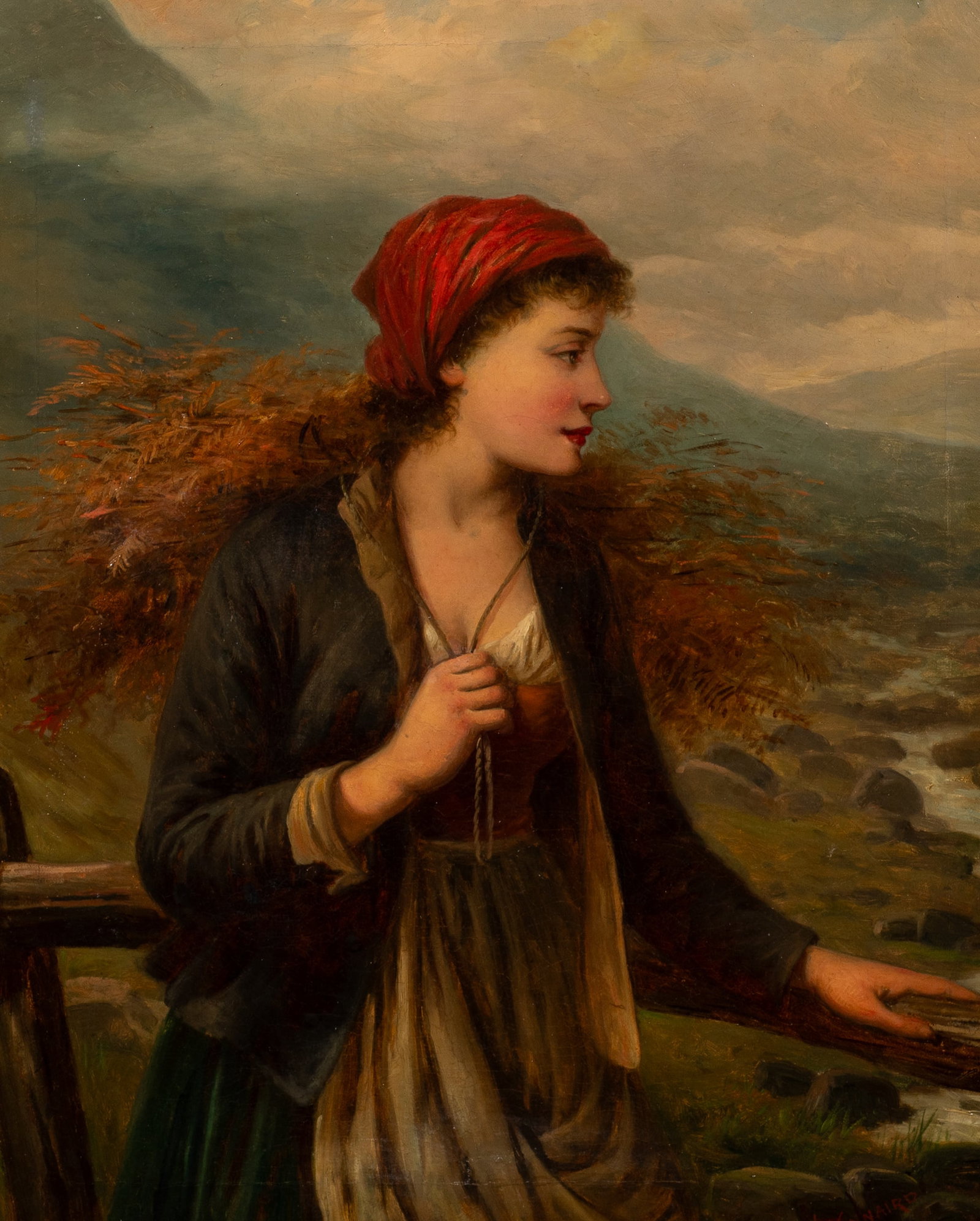 Antique Portrait of a Woman, Wiggs Kinnaird.: Artist(s): Francis Joseph "Wiggs" Kinnaird (English, 1875-1915). Medium: Oil painting on canvas. Signature(s): "W. Kinnaird", lower right. Paperwork/Provenance: N/A Condition: Craquelure, visible stre