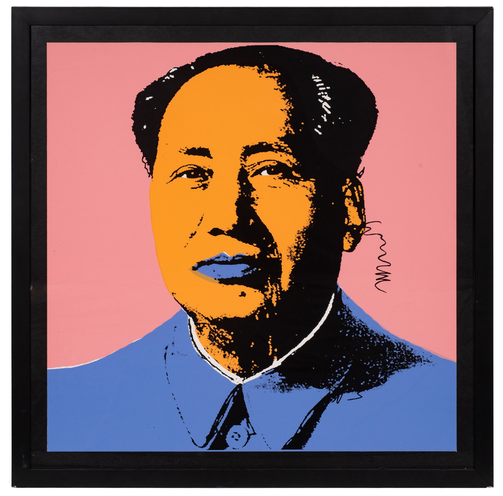 Large Print of Mao Zedong After Andy Warhol.: Artist(s): After Andy Warhol. Medium: Poster print in colors. Signature(s): Unsigned. Paperwork/Provenance: N/A Condition: Scattered scratches to the outer margins of the sheet, as well as scratches t