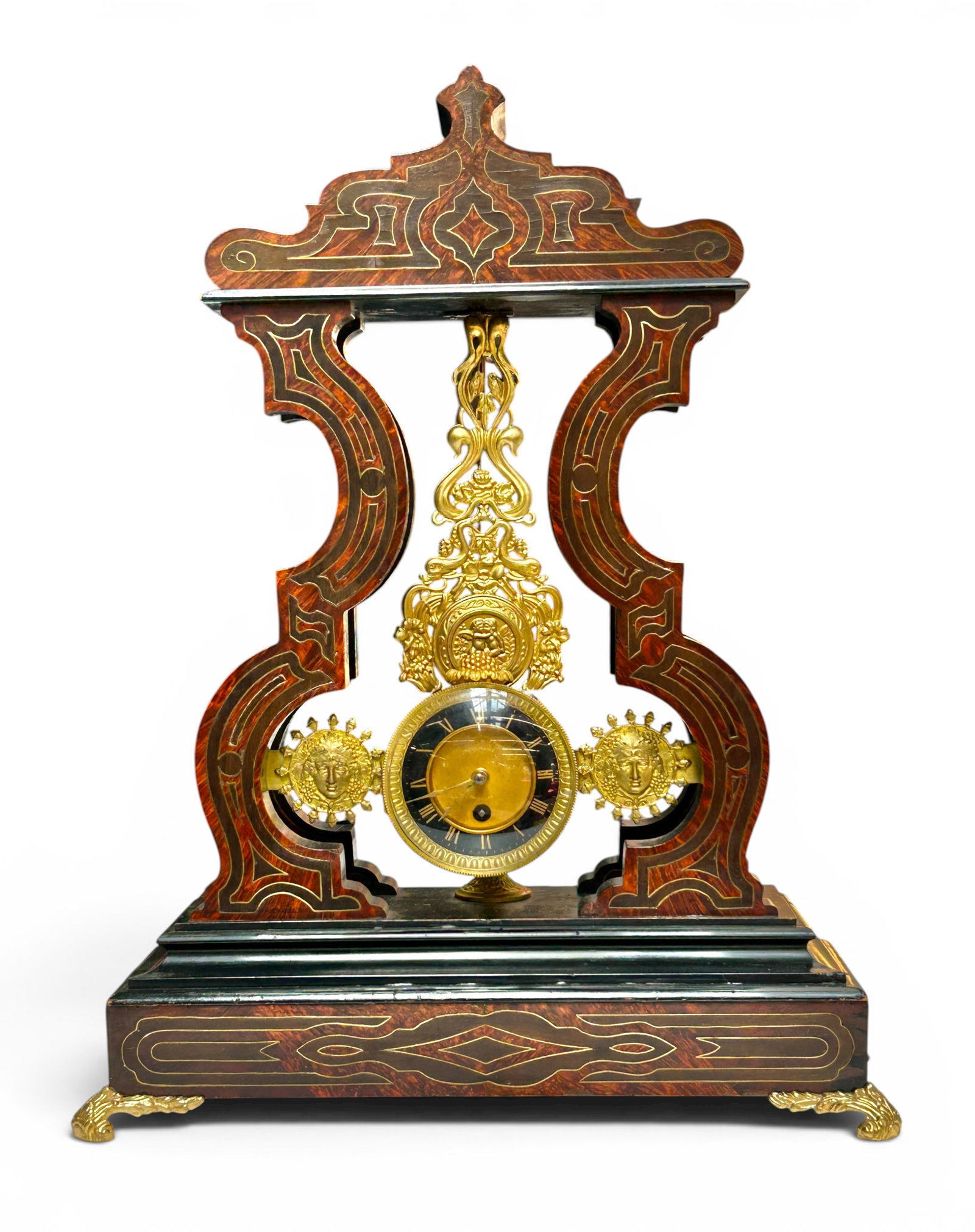 French Boulle Style Inverted Portico Clock Leemans (1 of 18)