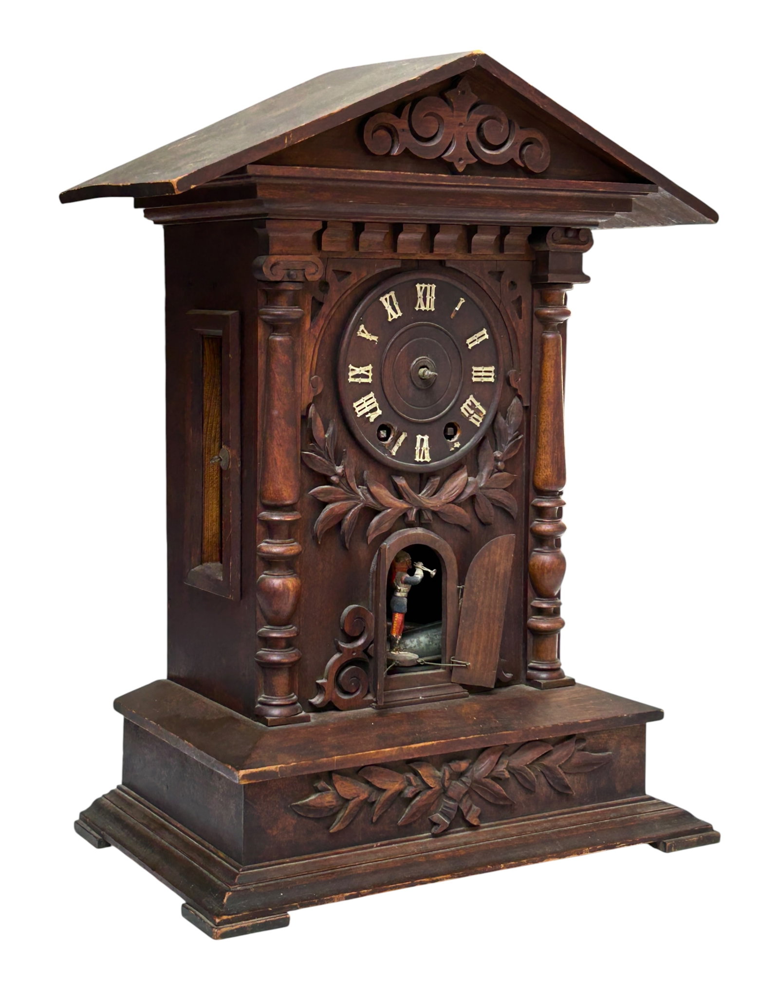 Black Forest Trumpeter Mantel Clock, Gordian. (1 of 15)