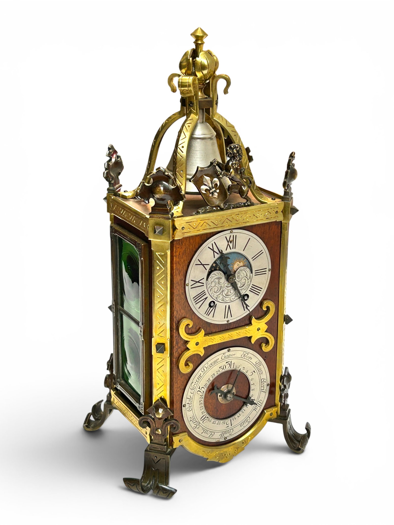 Antique French Gothic Double Dial Calendar Clock. (1 of 20)