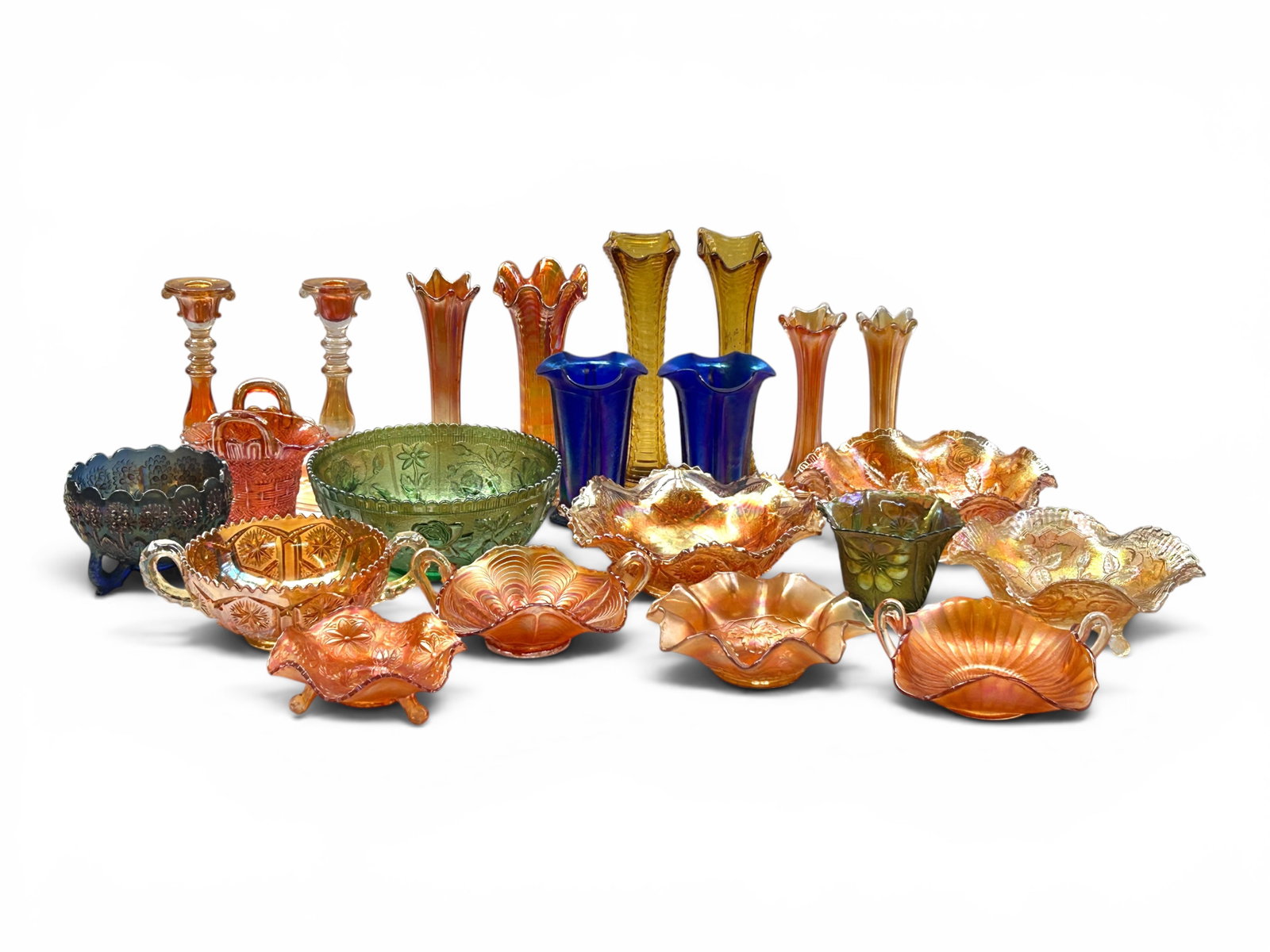 Lot of Mostly Marigold Carnival Glass, Fenton, Etc (1 of 16)