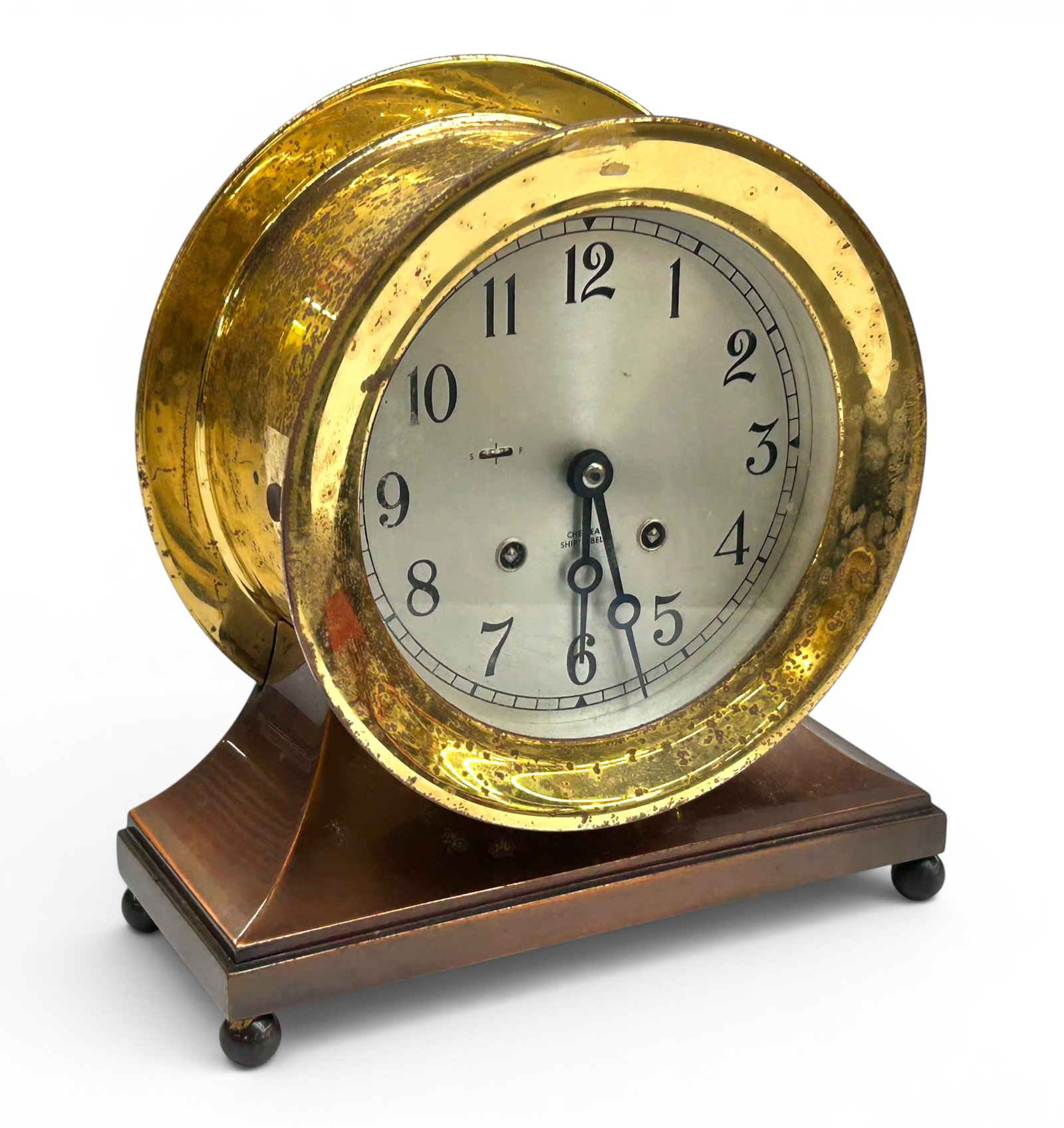 Chelsea Ship's Bell Clock on Copper Base. (1 of 8)