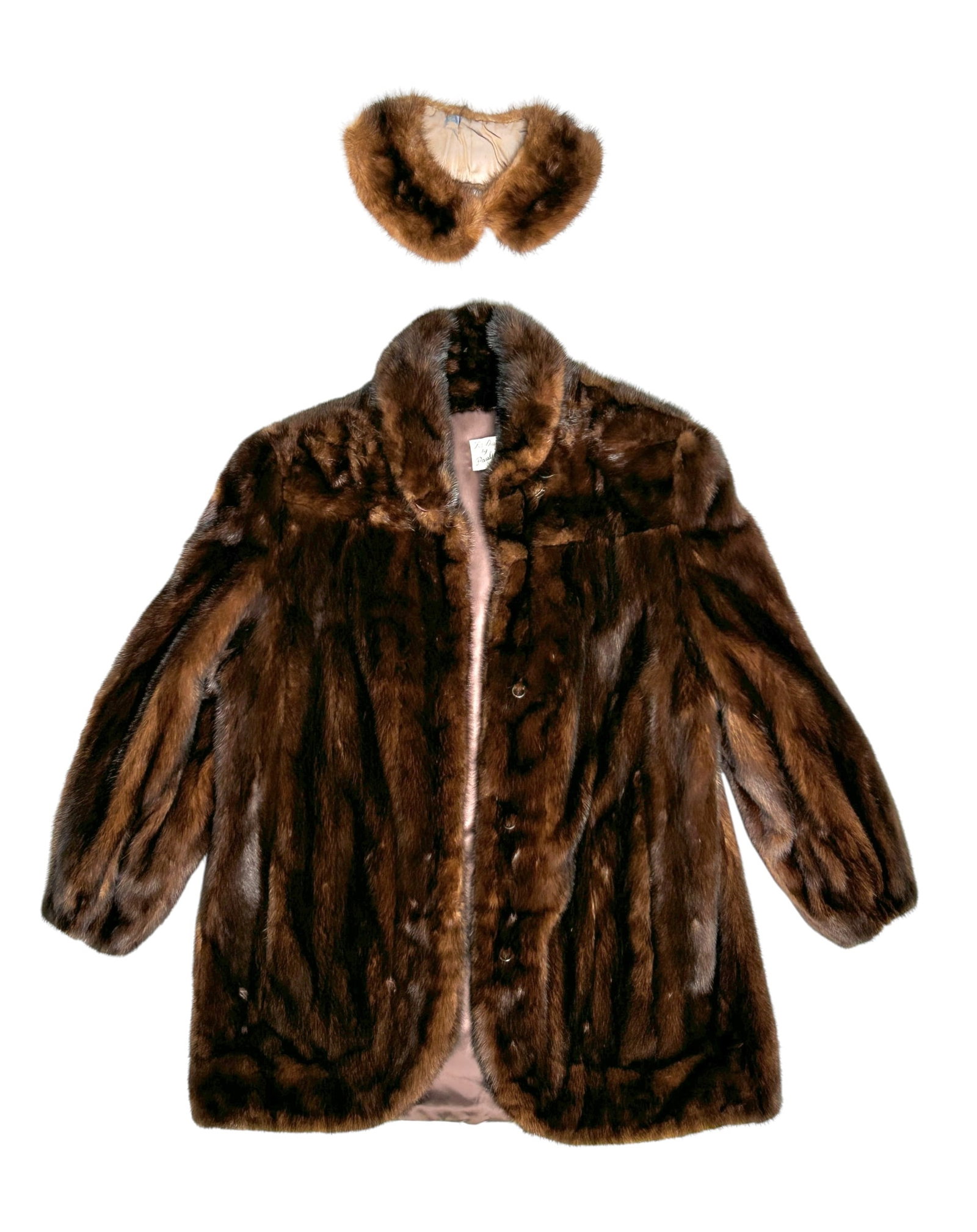 Vintage Dark Mink Fur Mid Length Coat & Collar. (1 of 14)