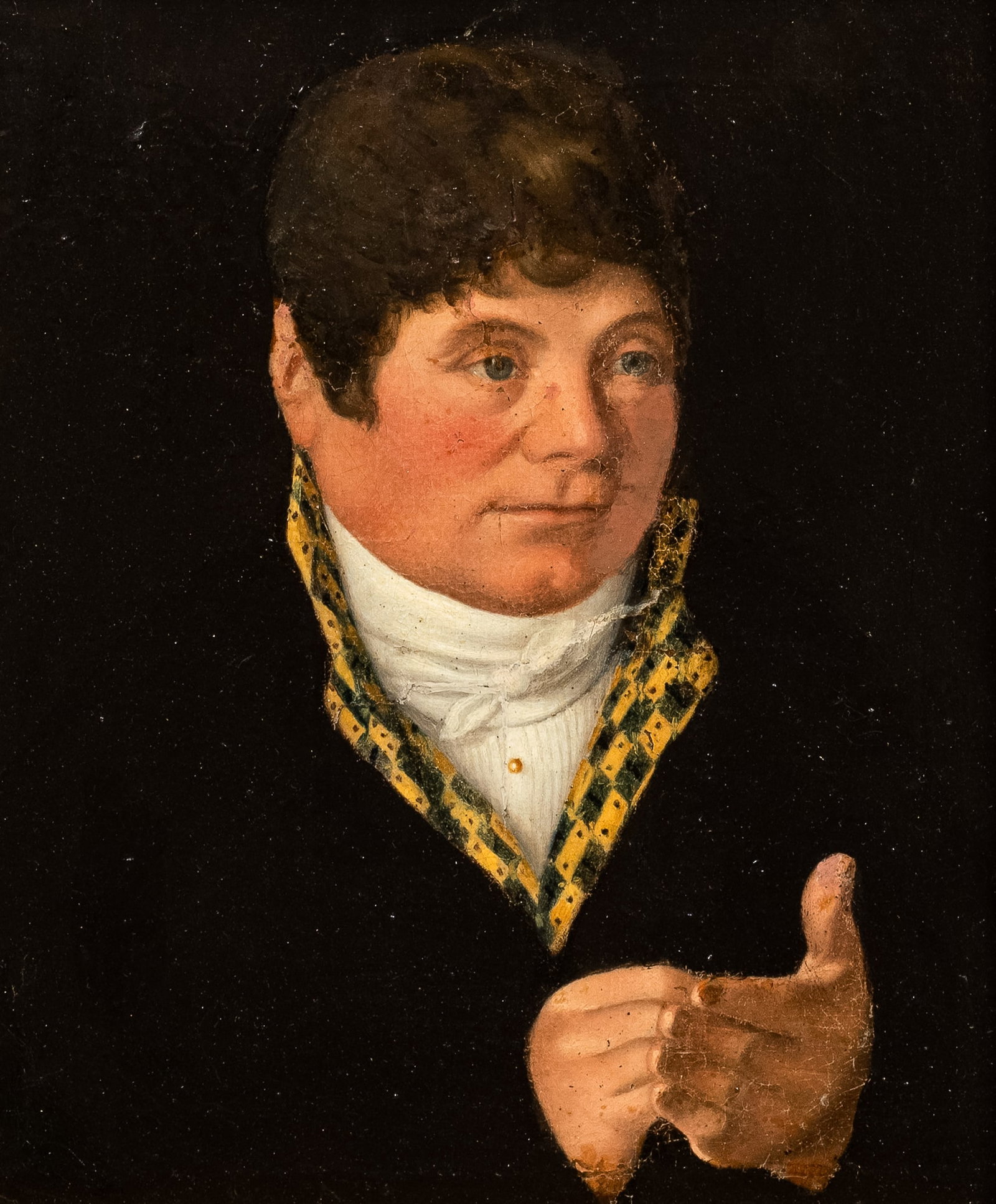 Antique Portrait of Gentleman, Continental School.: Artist(s): Unknown, ca. late 18th, early 19th century. Medium: Oil painting on canvas. Signature(s): Unsigned. Paperwork/Provenance: N/A Condition: Has been relined, shows inpainting, craquelure, and 