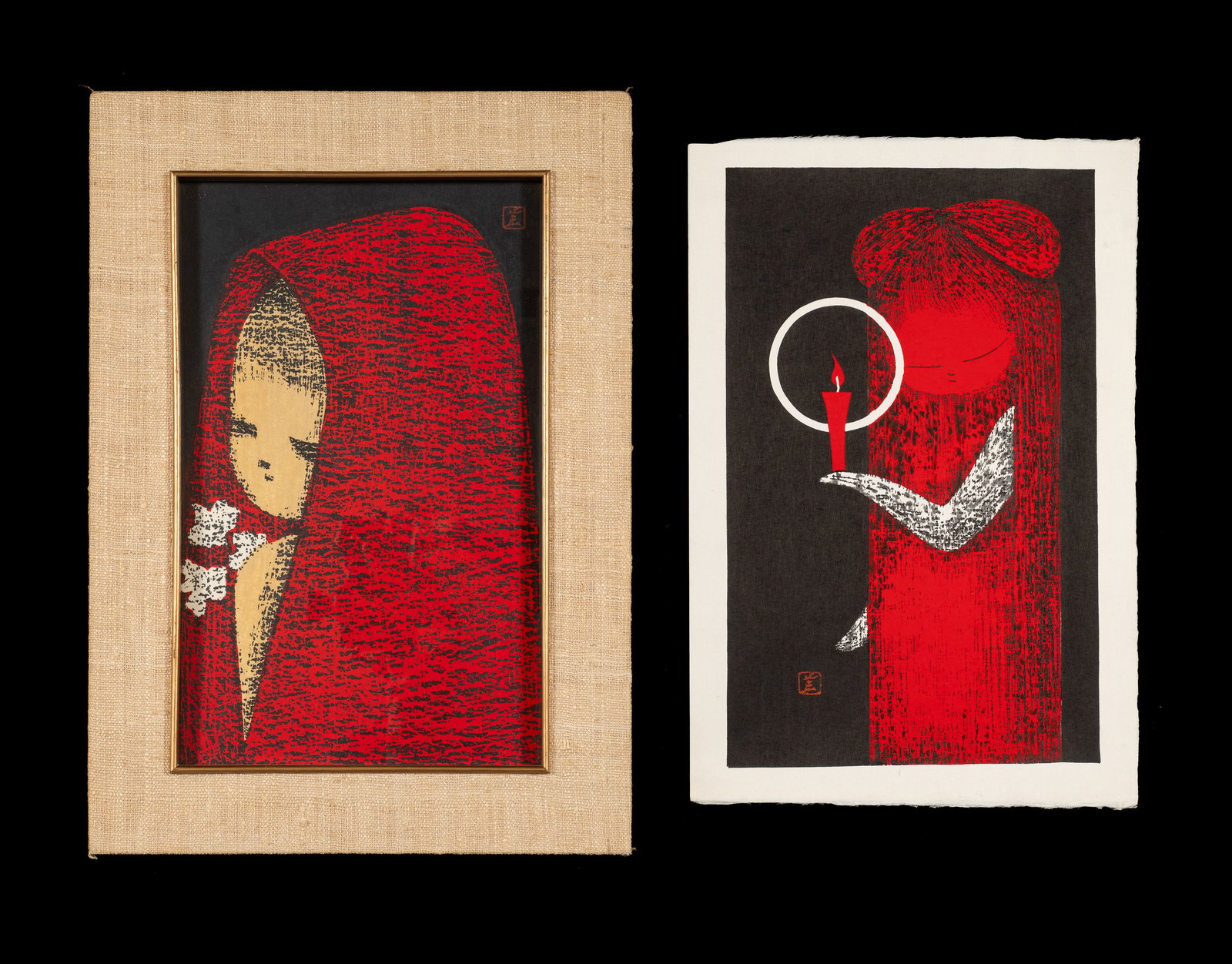 Lot of Two Woodblock Prints by Kaoru Kawano. (1 of 8)
