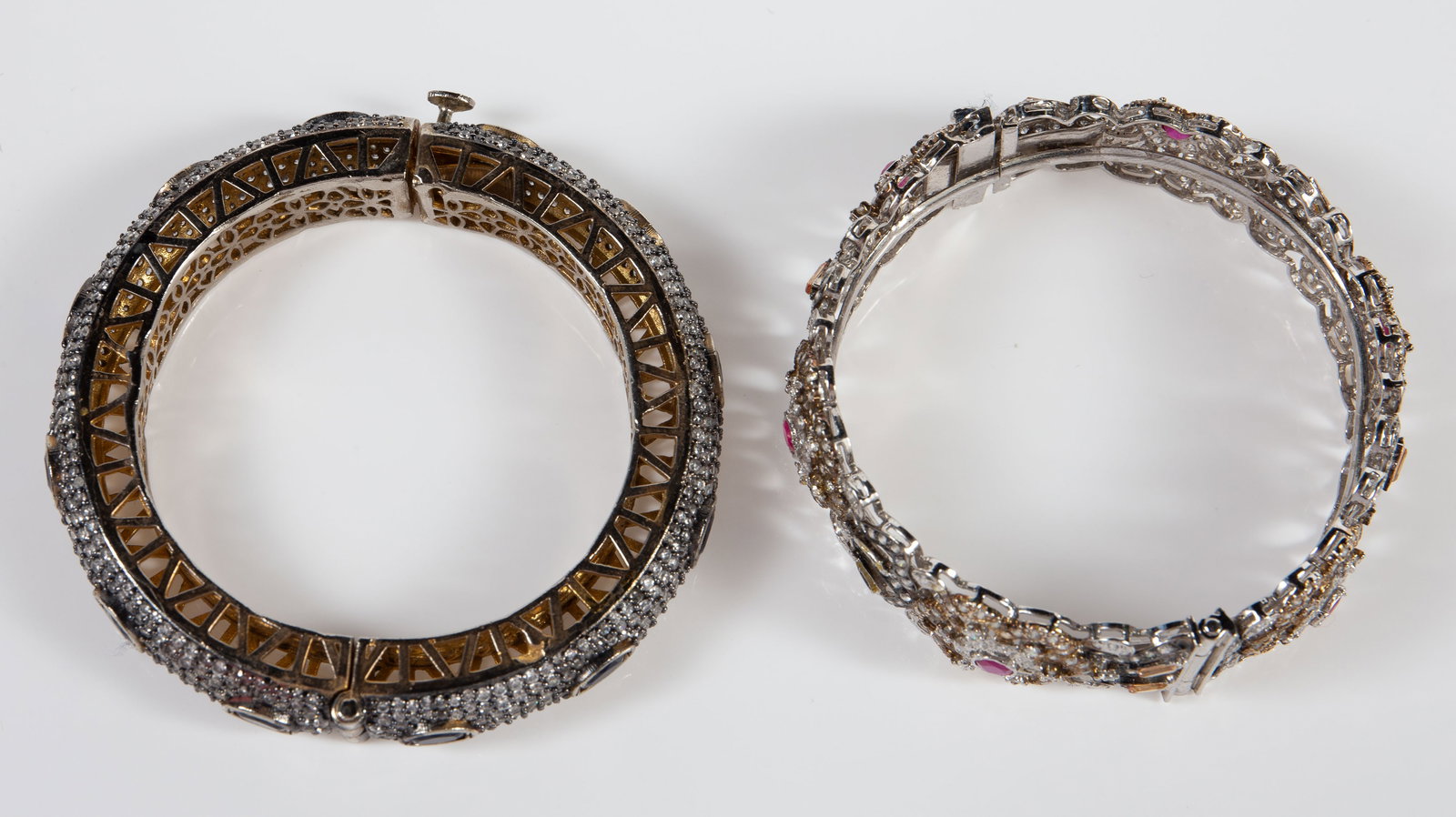 2 India Cuff Bracelets - CZ, Sapphire, Ruby. - 3