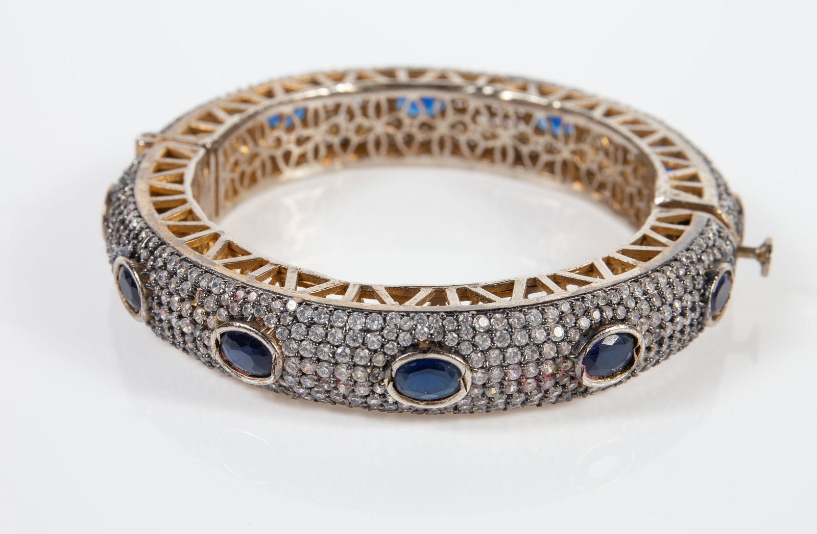 2 India Cuff Bracelets - CZ, Sapphire, Ruby. - 4