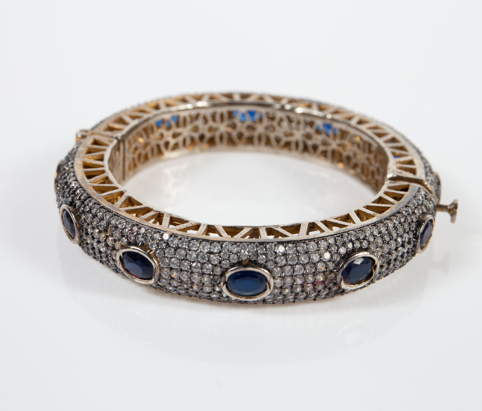 2 India Cuff Bracelets - CZ, Sapphire, Ruby. - 5