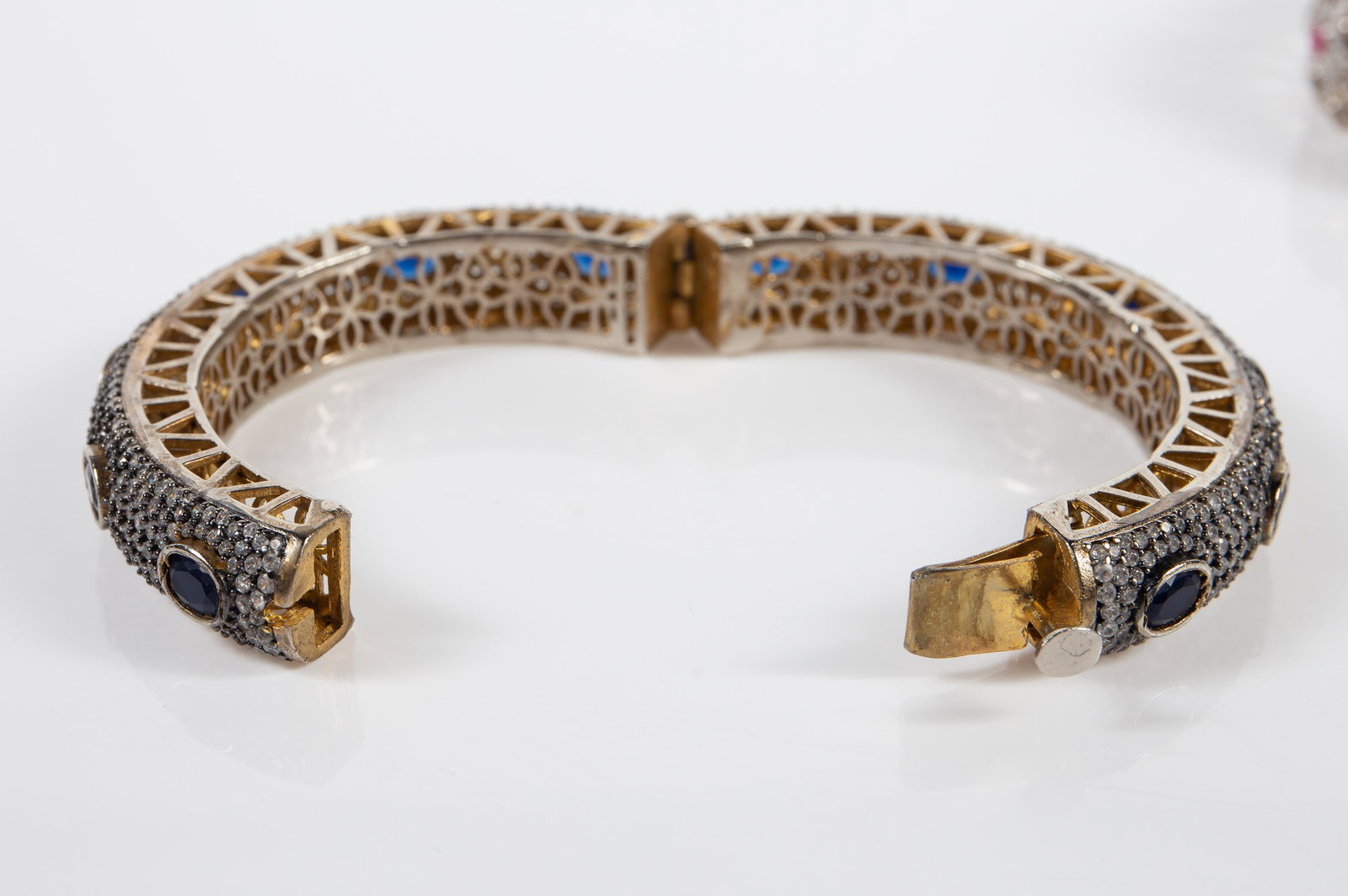 2 India Cuff Bracelets - CZ, Sapphire, Ruby. - 6