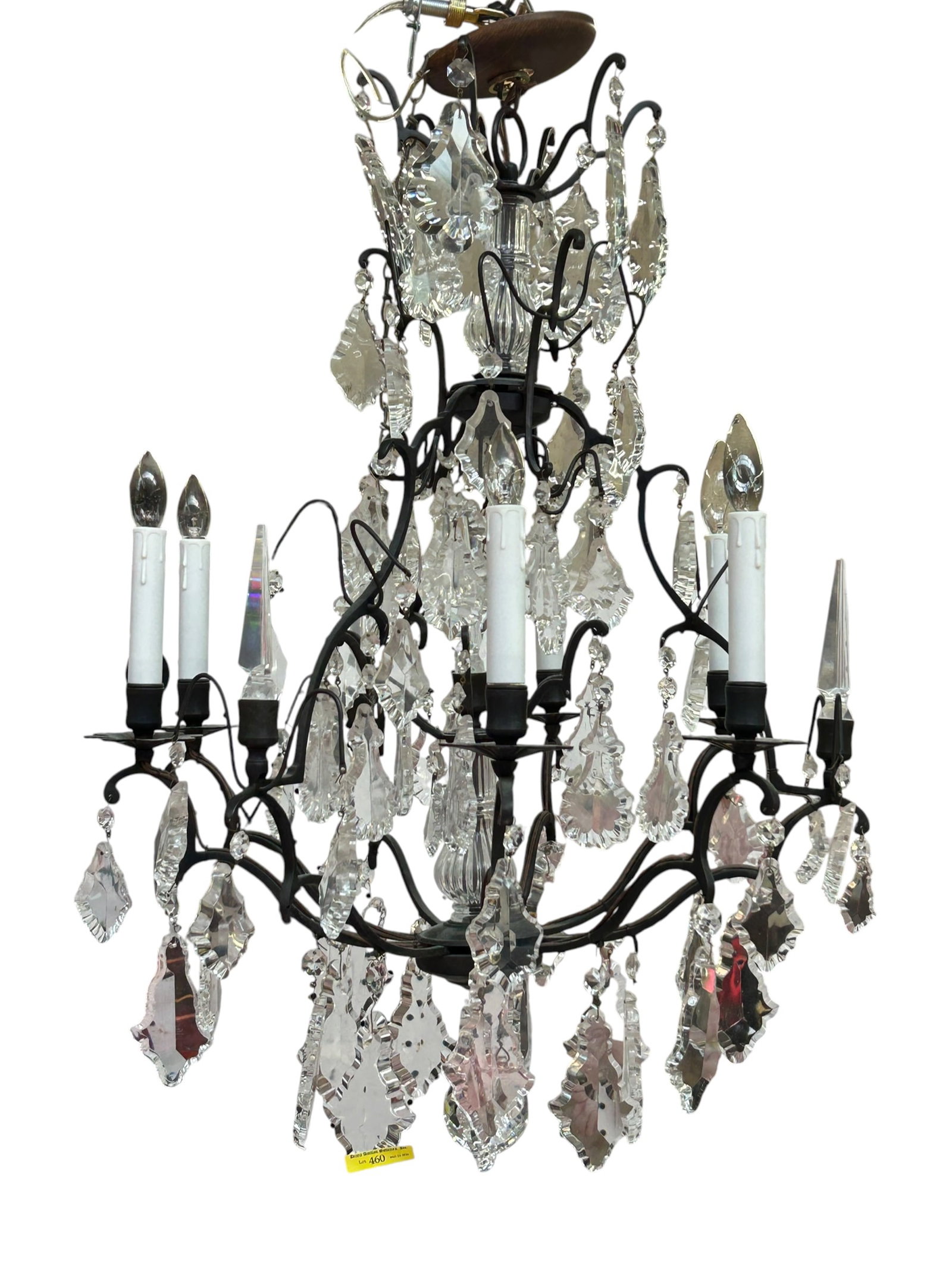 Wrought Iron 9-Arm Prism Chandelier. (1 of 10)