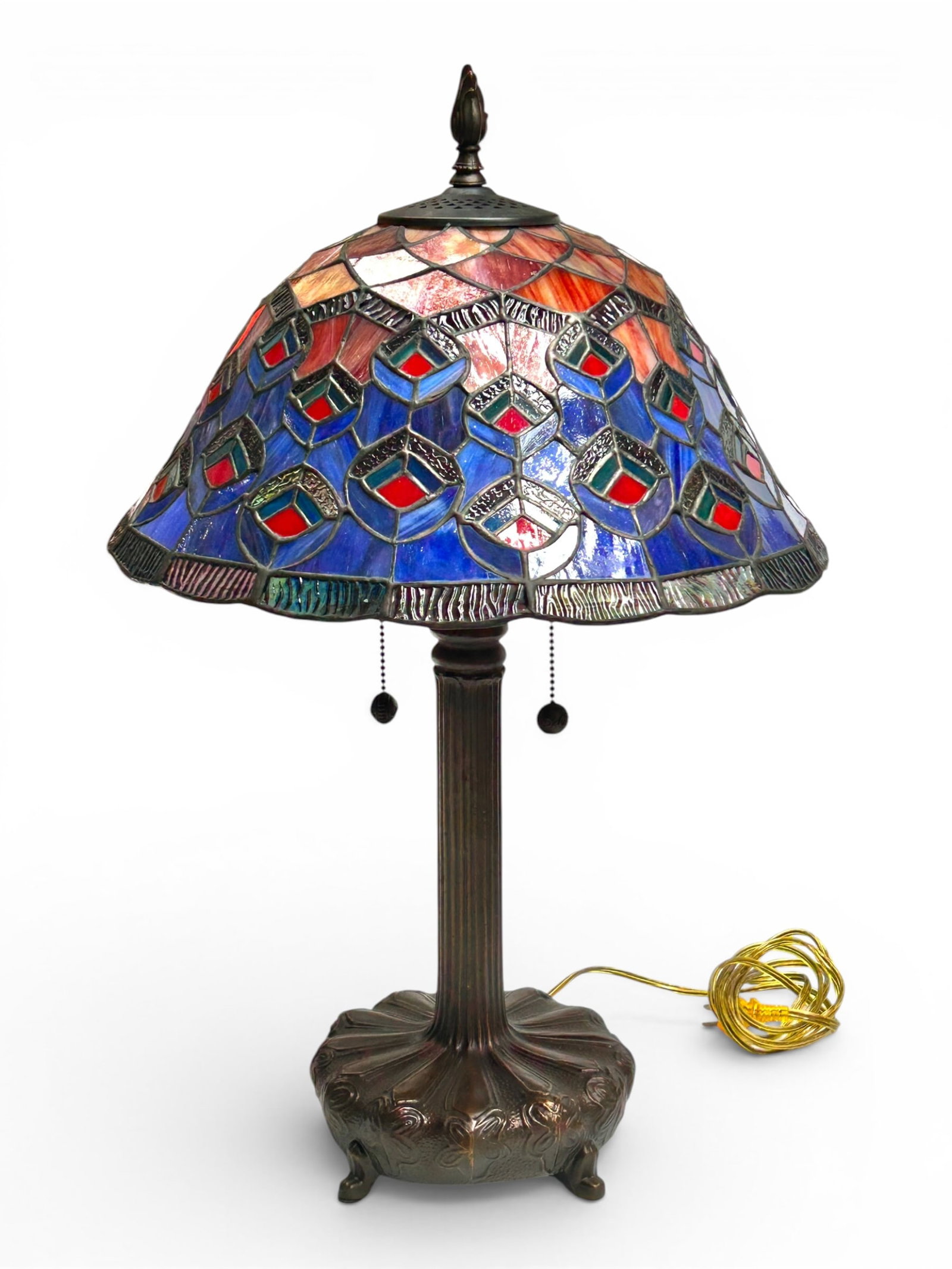 Dale Tiffany Stained Glass Peacock Lamp. (1 of 16)