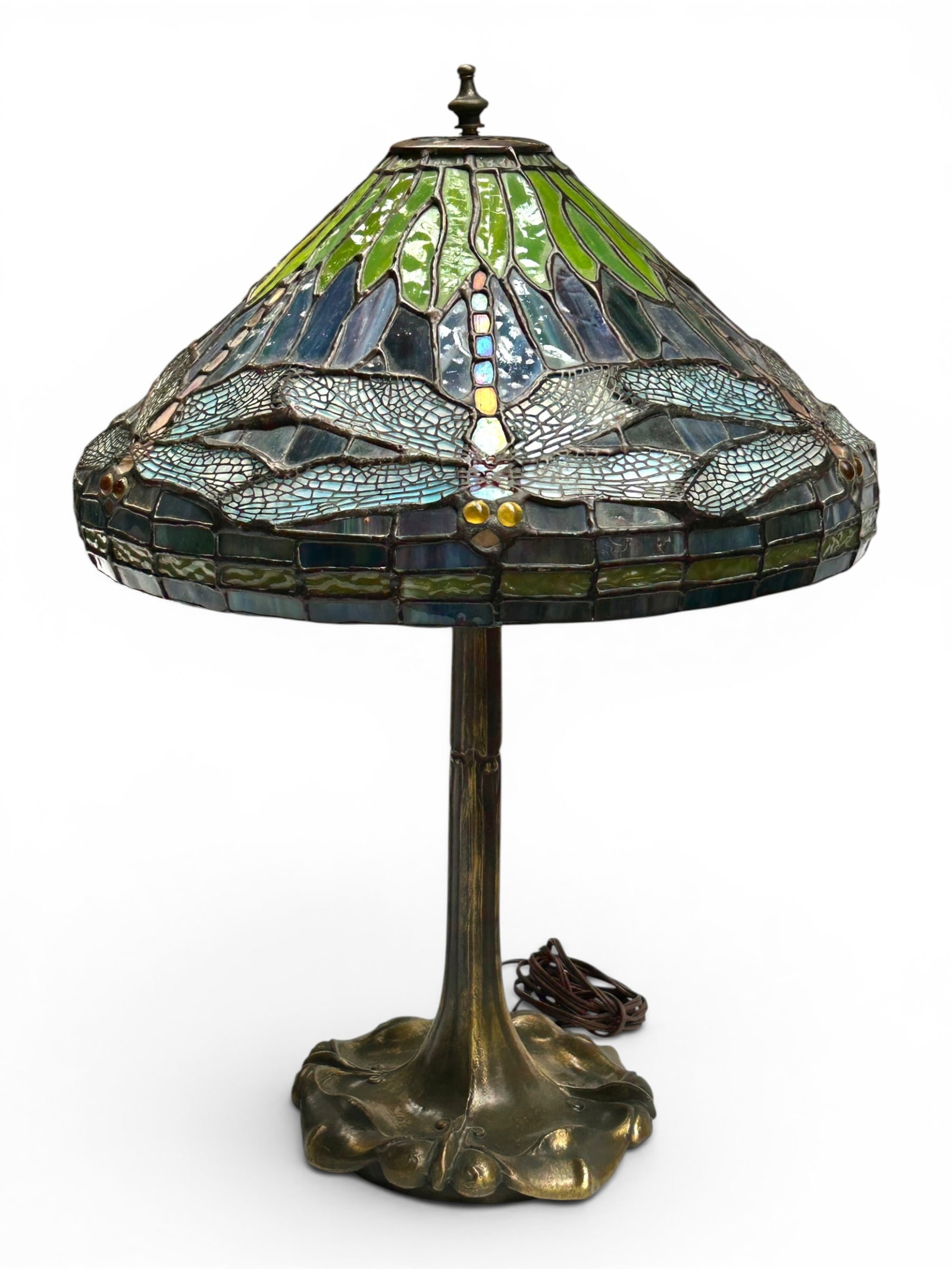 Heavy Bronze Tone Lamp w/ Dragonfly Shade. (1 of 18)