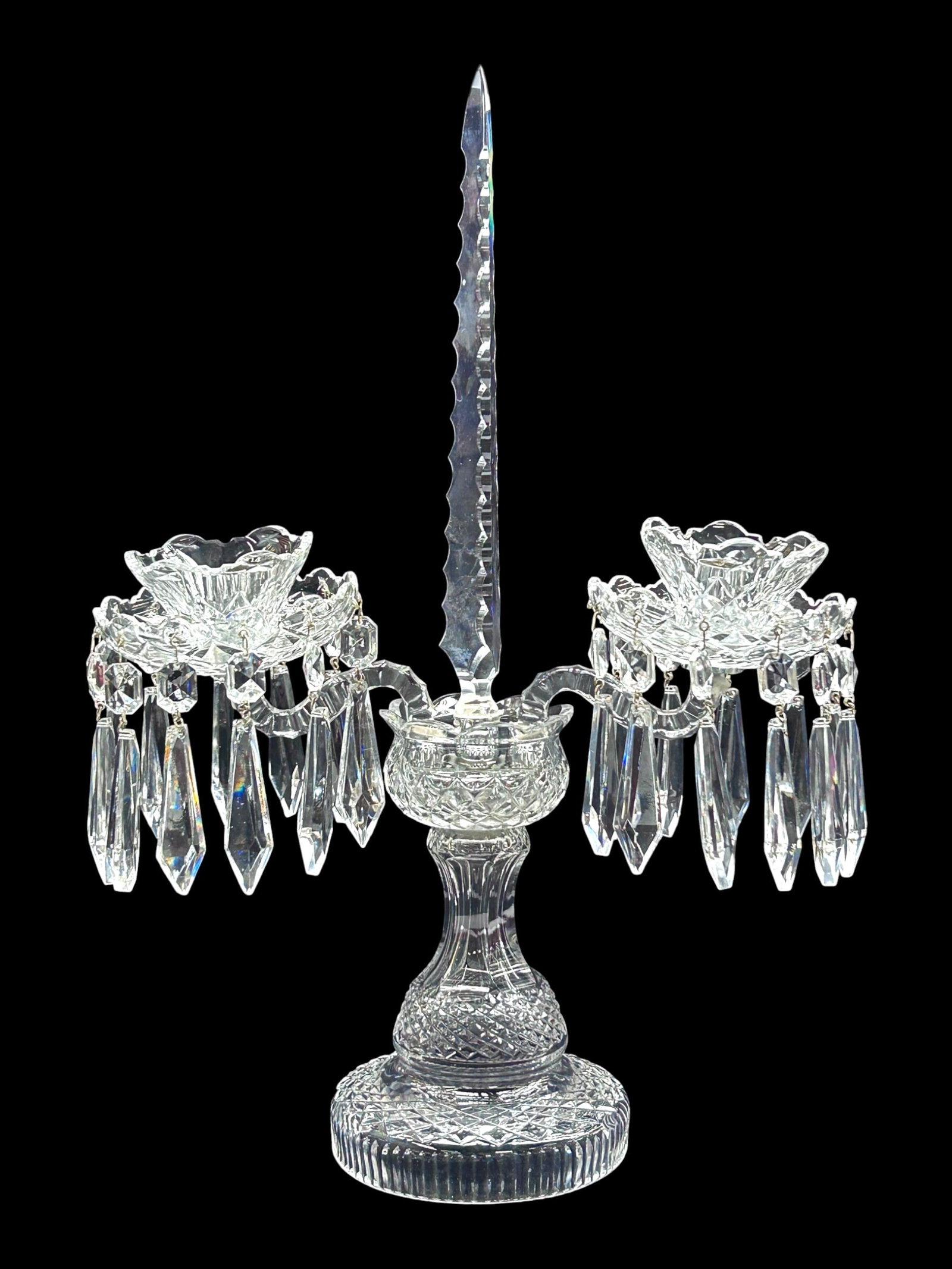 Waterford Crystal Prism Candelabra w/ Spire. (1 of 5)