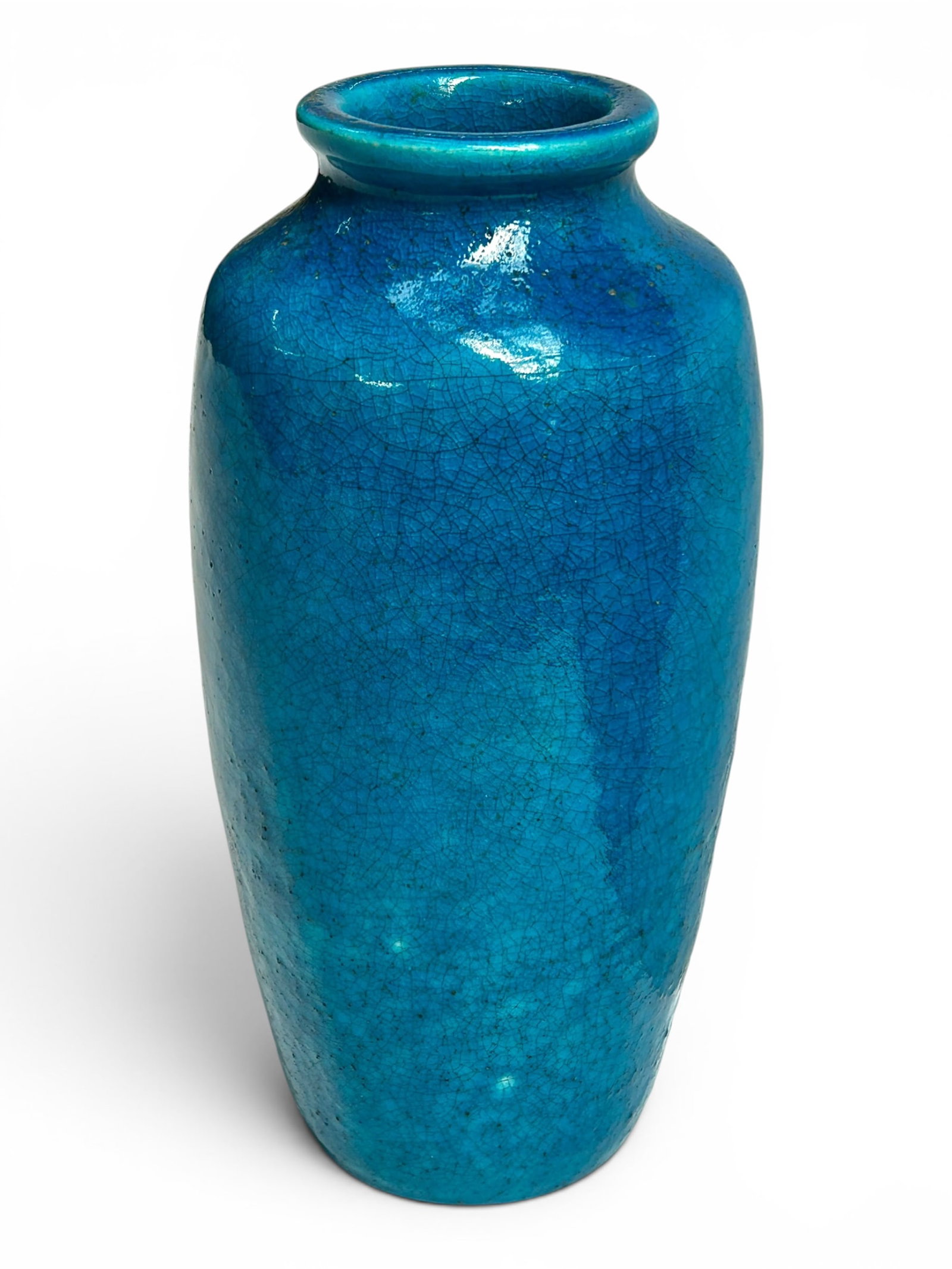 Edmond Lachenal France Blue Crackled Vase. (1 of 9)
