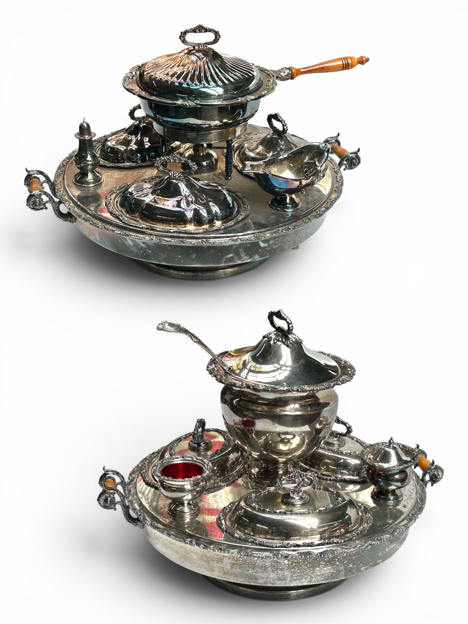 2 Elaborate Silverplate Lazy Susan Food Servers. (1 of 19)