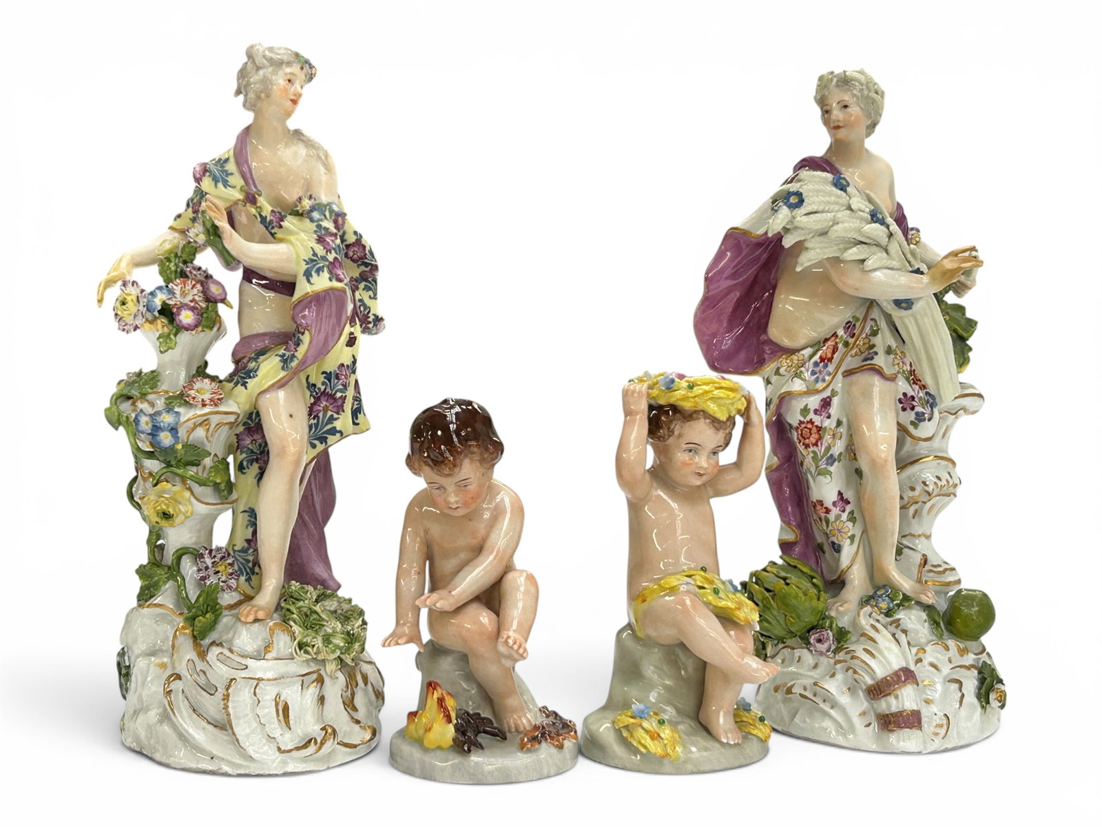 4 Porcelain Figures, Sitzendorf & Meissen Seasons. (1 of 19)