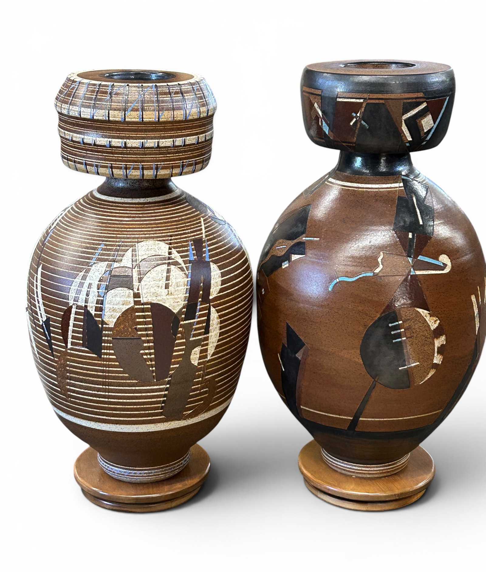 Pr. Lg. Native American Style Signed Pottery Vases (1 of 13)