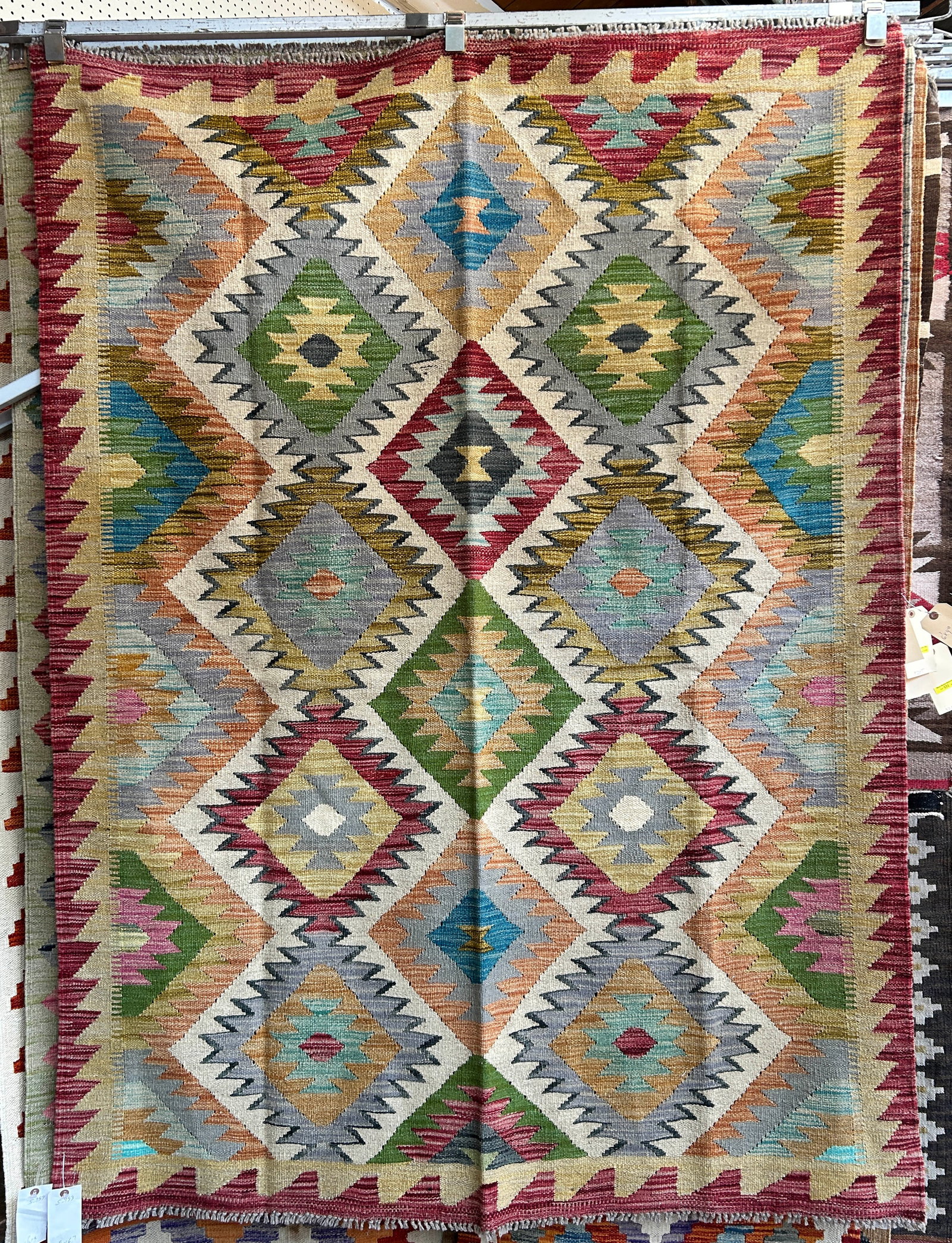 4' 10" x 6' 7" Colorful Kelim Rug. (1 of 3)