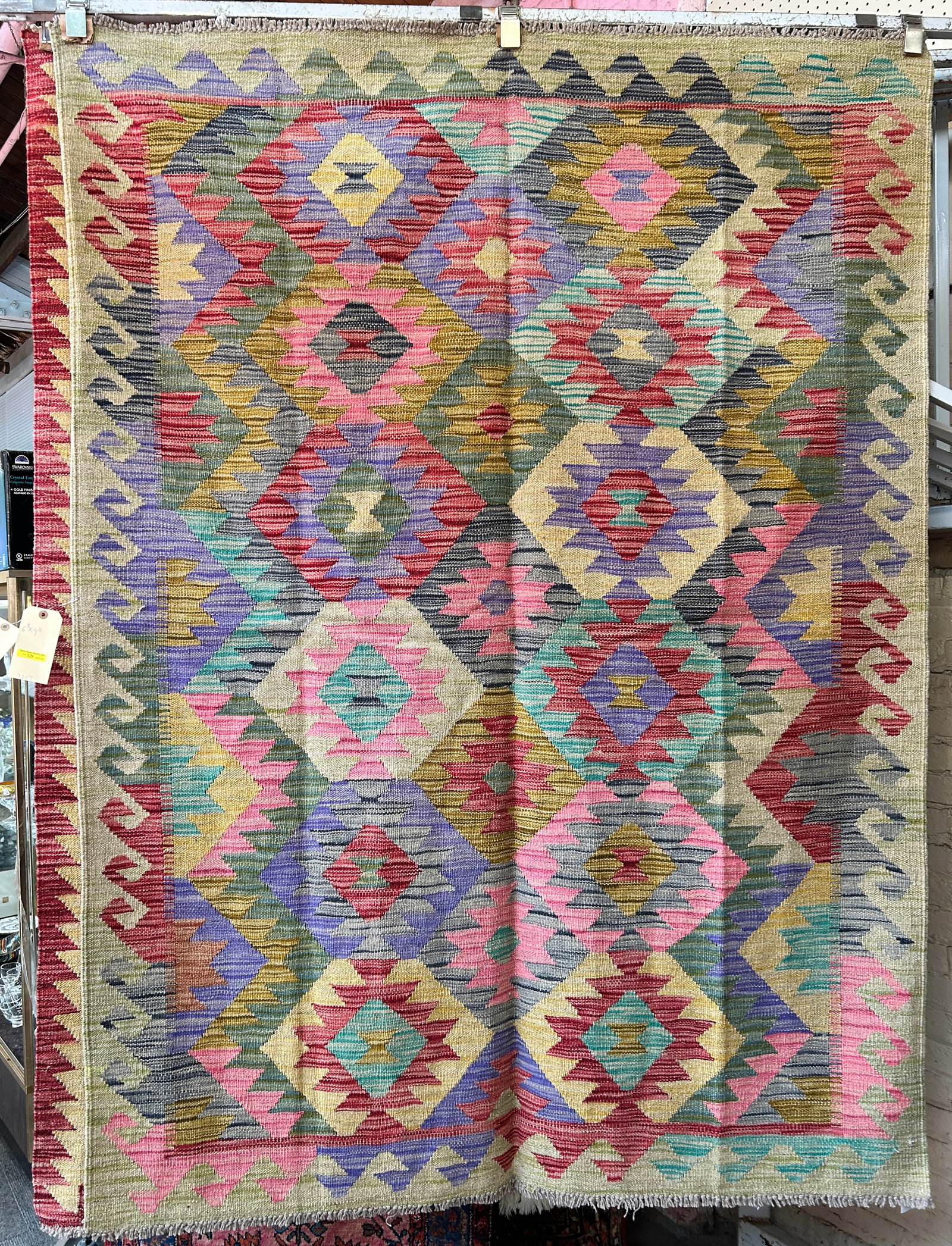 4' 11" x 6' 8" Colorful Kelim Rug. (1 of 3)