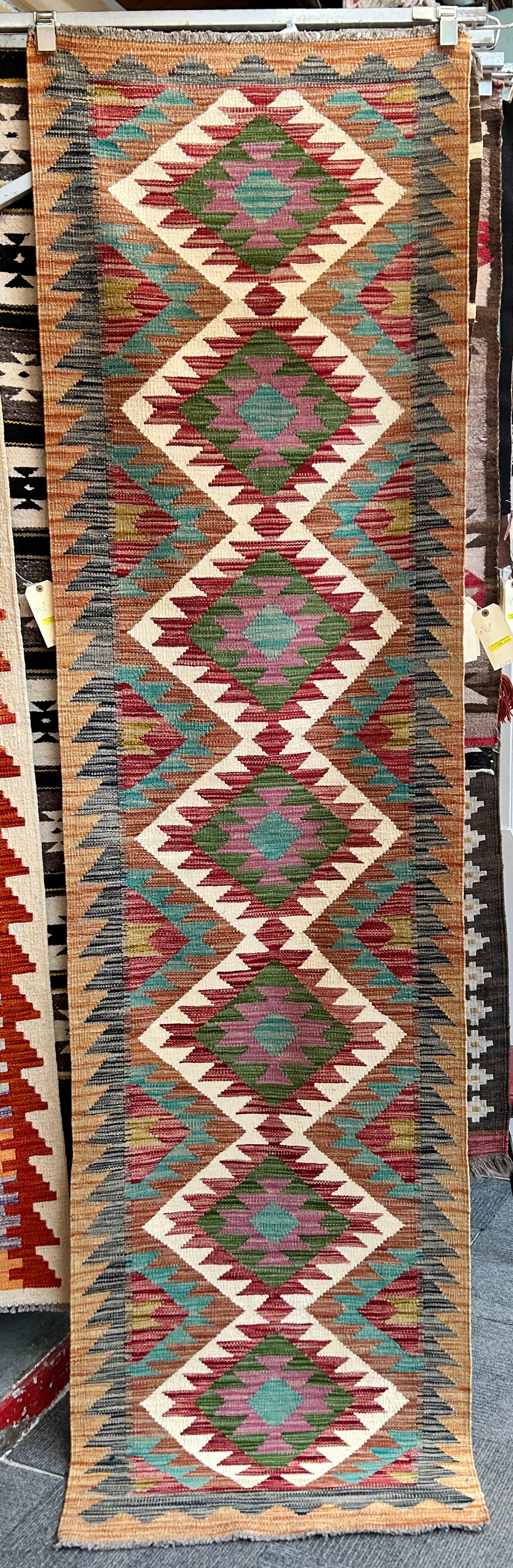 2' 8" x 9' 9" Colorful Geometric Kelim Runner Rug (1 of 3)