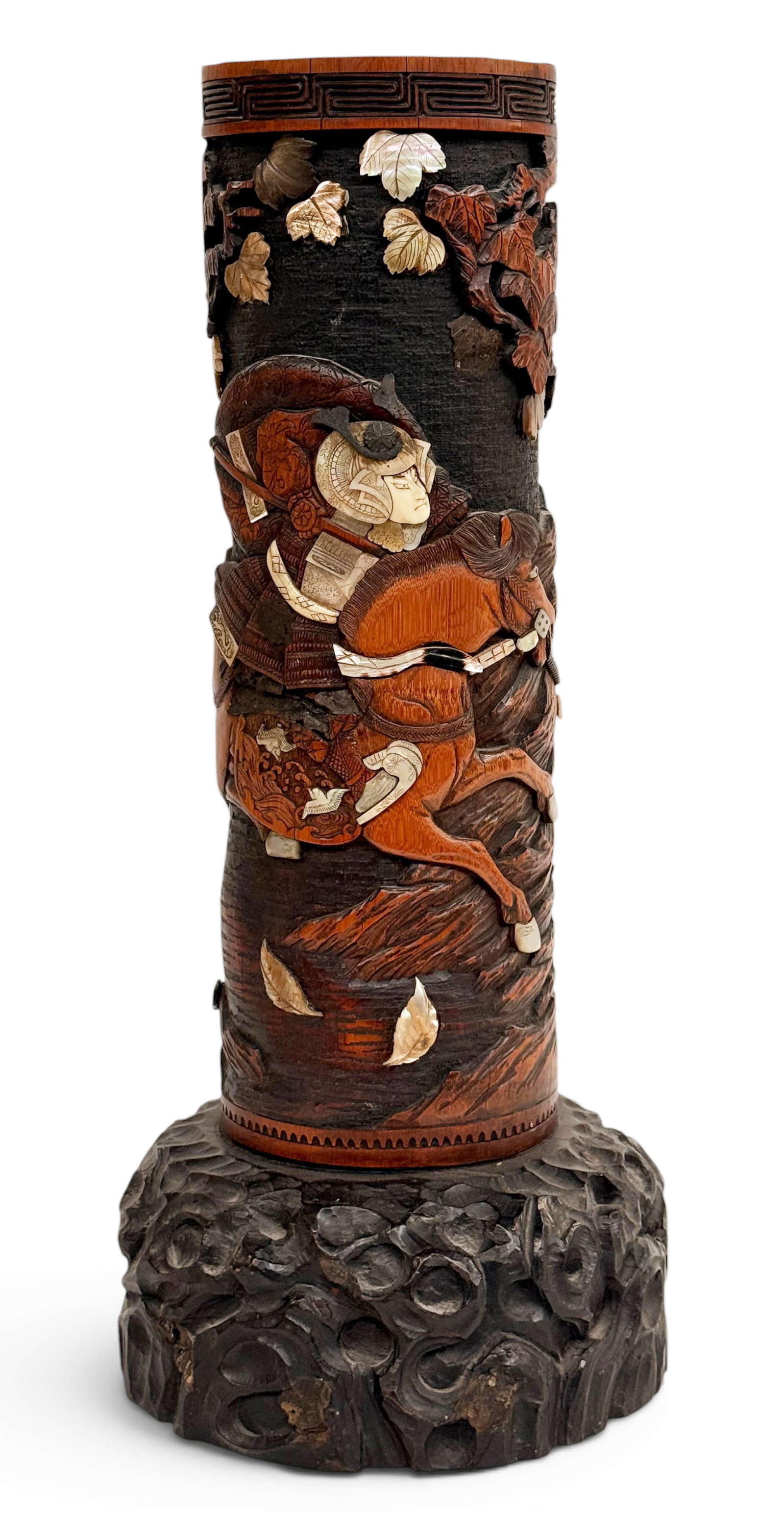 Japanese Meiji Period Carved Bamboo Vase. (1 of 8)