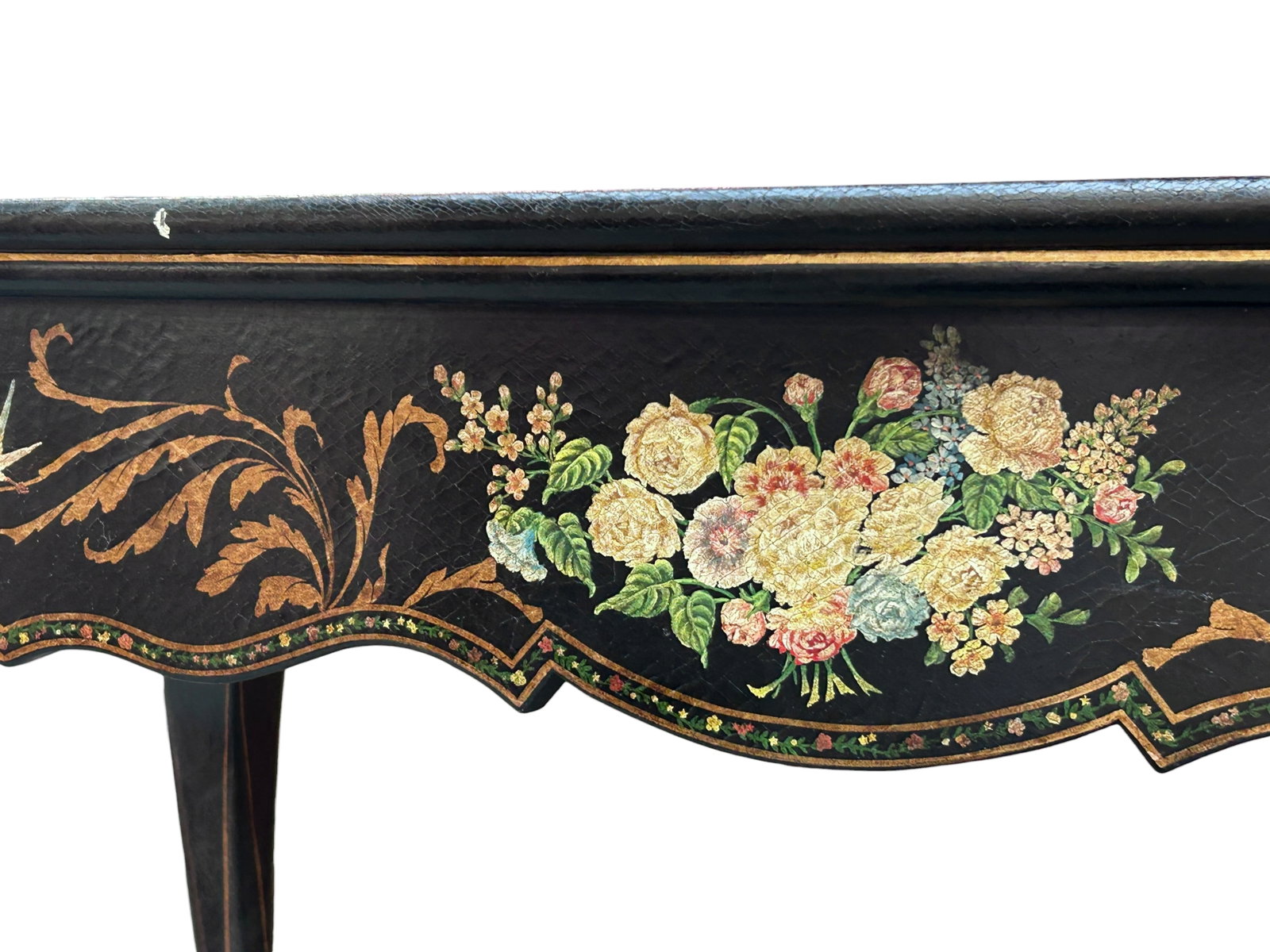 Black Lacquer Console Table. - 10