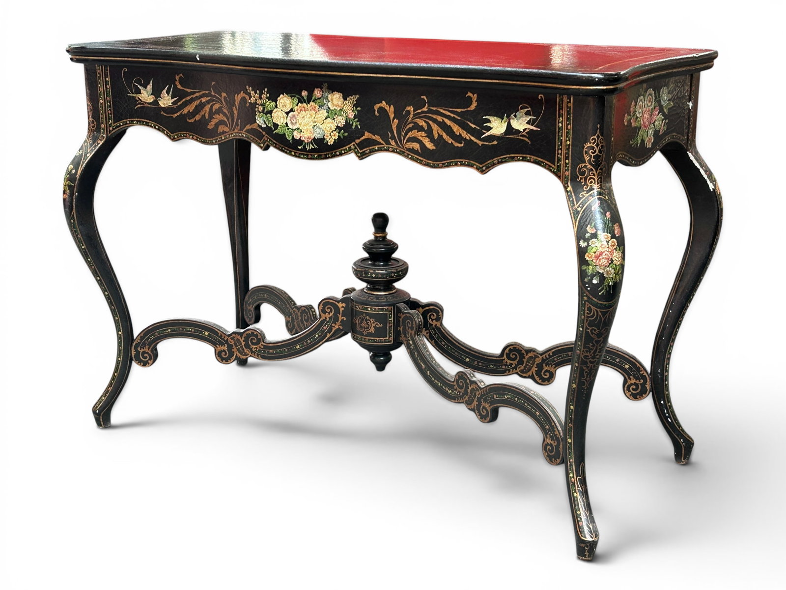 Black Lacquer Console Table. - 2