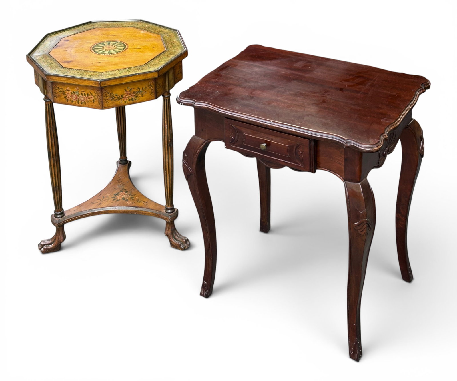 Carved Octagonal Table & Mahogany Table. (1 of 15)