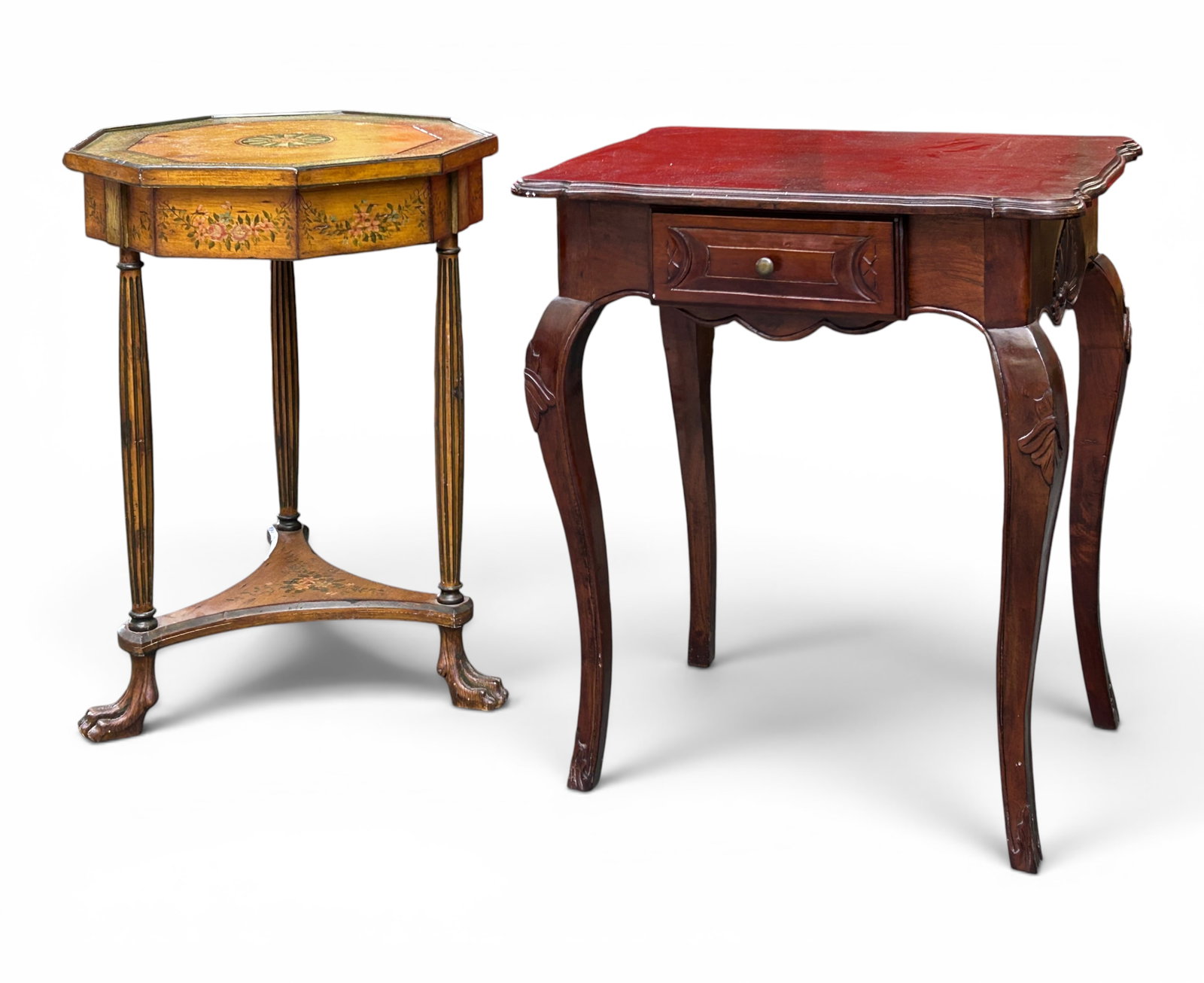 Carved Octagonal Table & Mahogany Table. - 2