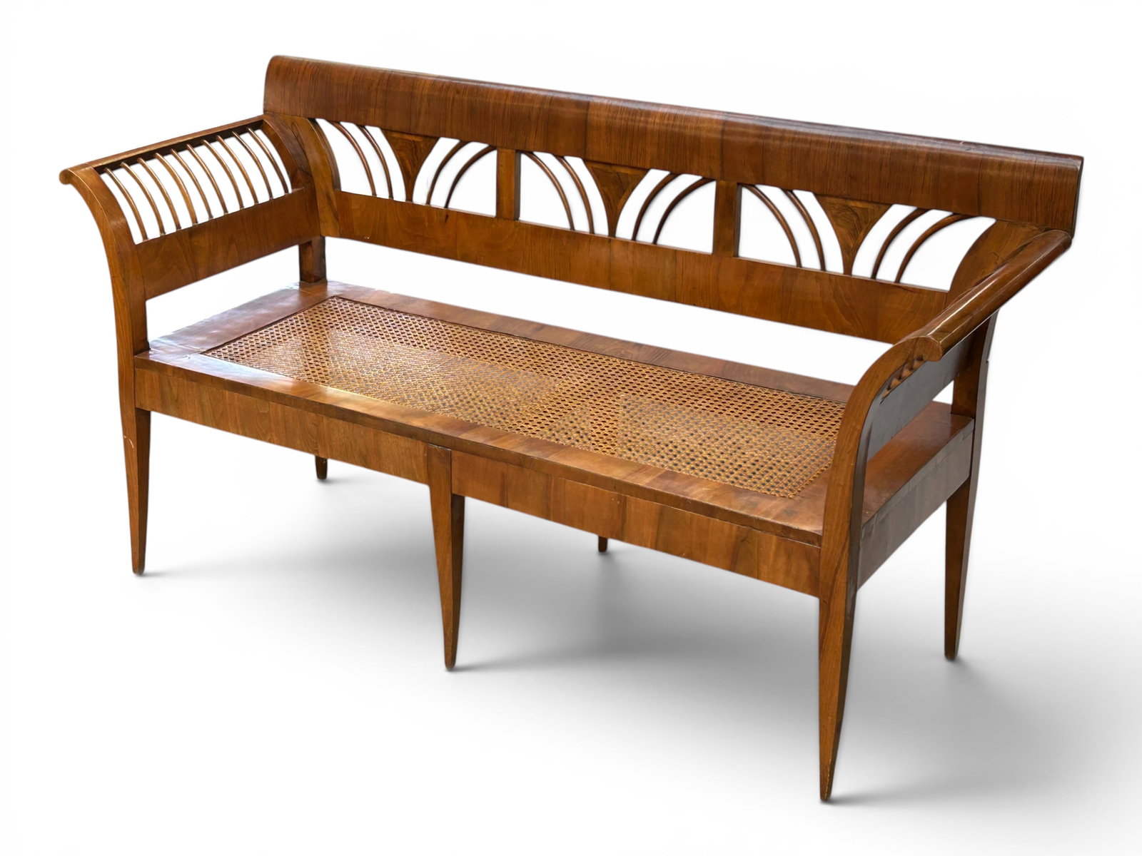 Biedermeier Style Light Wood Walnut Bench. (1 of 6)