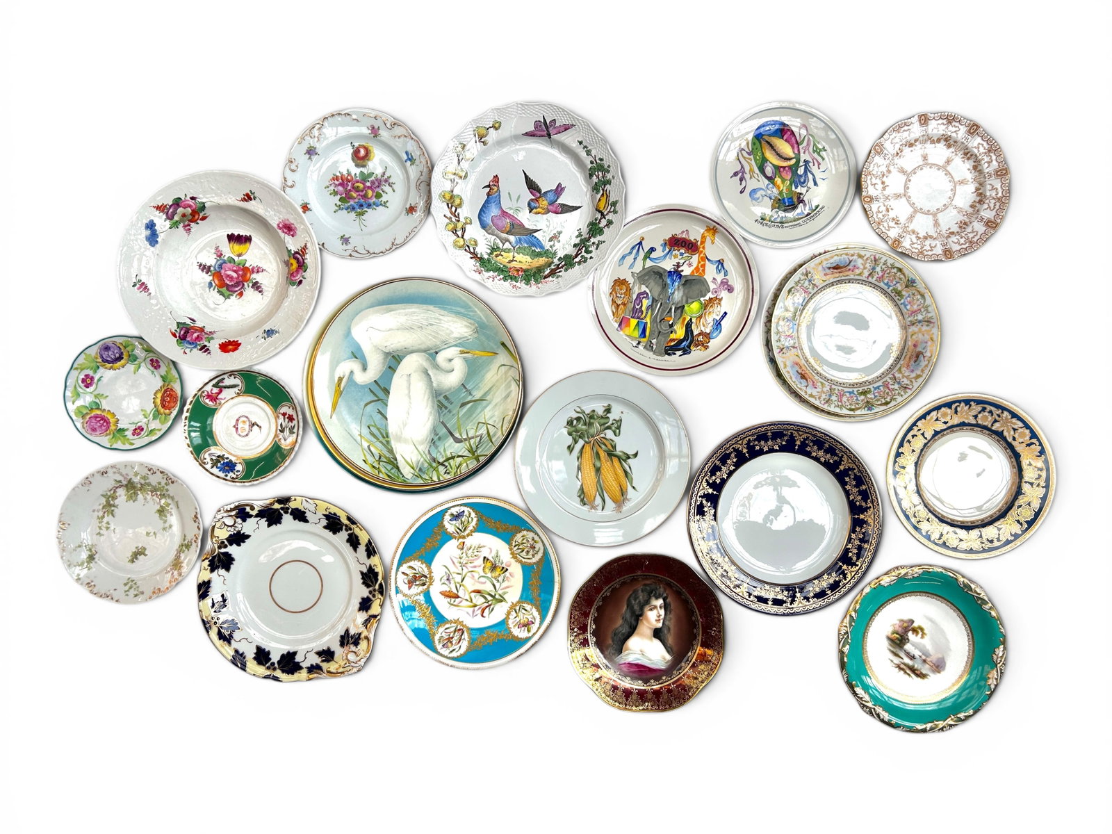 Lot of Asst. Porcelain Plates - Limoges, Painted. (1 of 17)