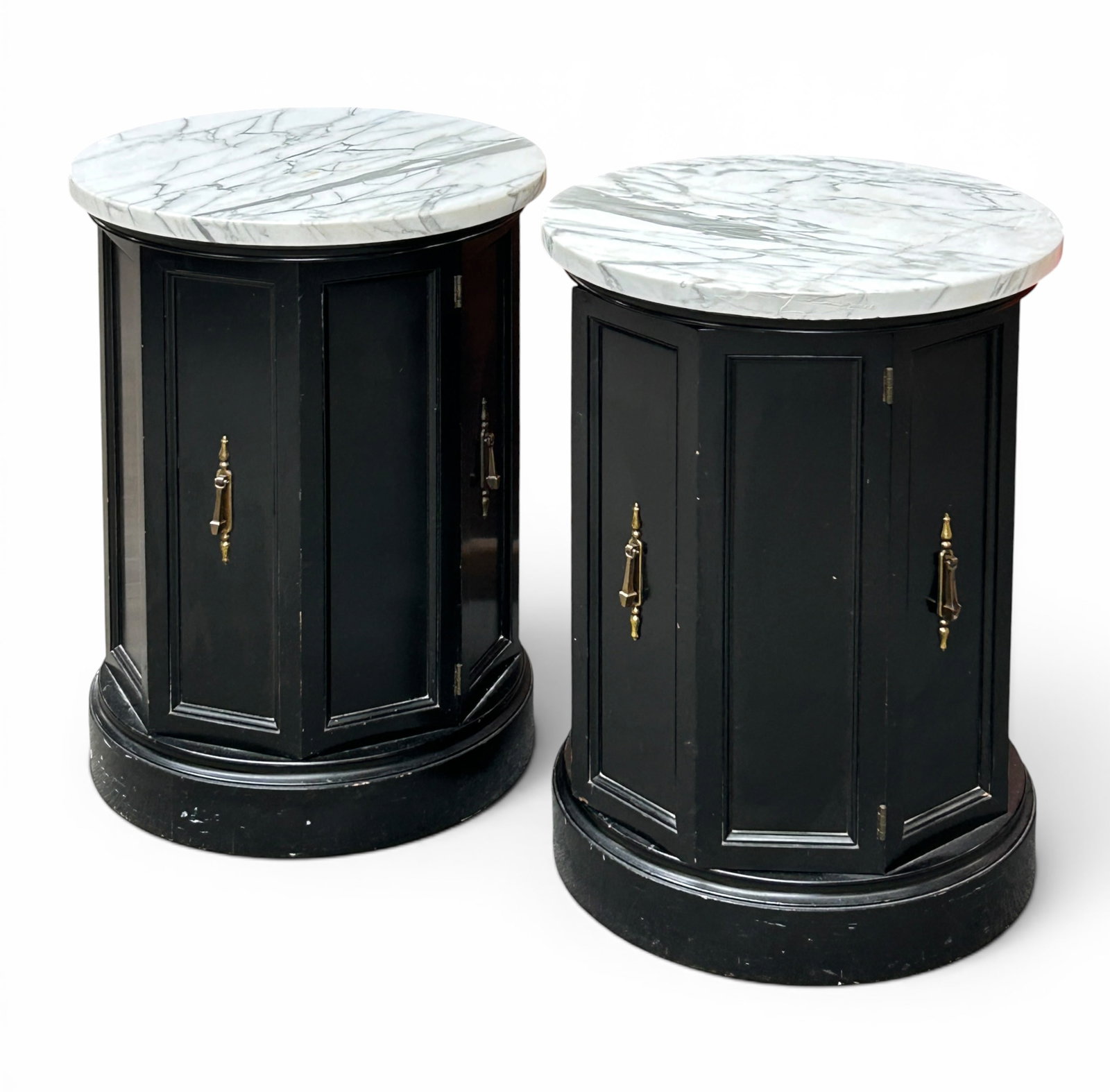 Pair of Baker Marble Top Pedestal Cabinets. (1 of 10)